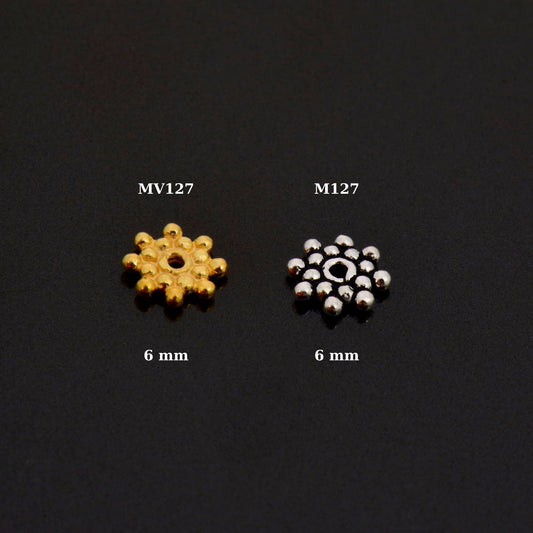 24K Gold Vermeil Separators, Handmade Silver Beads in 24K Gold, 925 Solid Silver Beads, Spacer Beads, Jewelry Supply, M/VM127