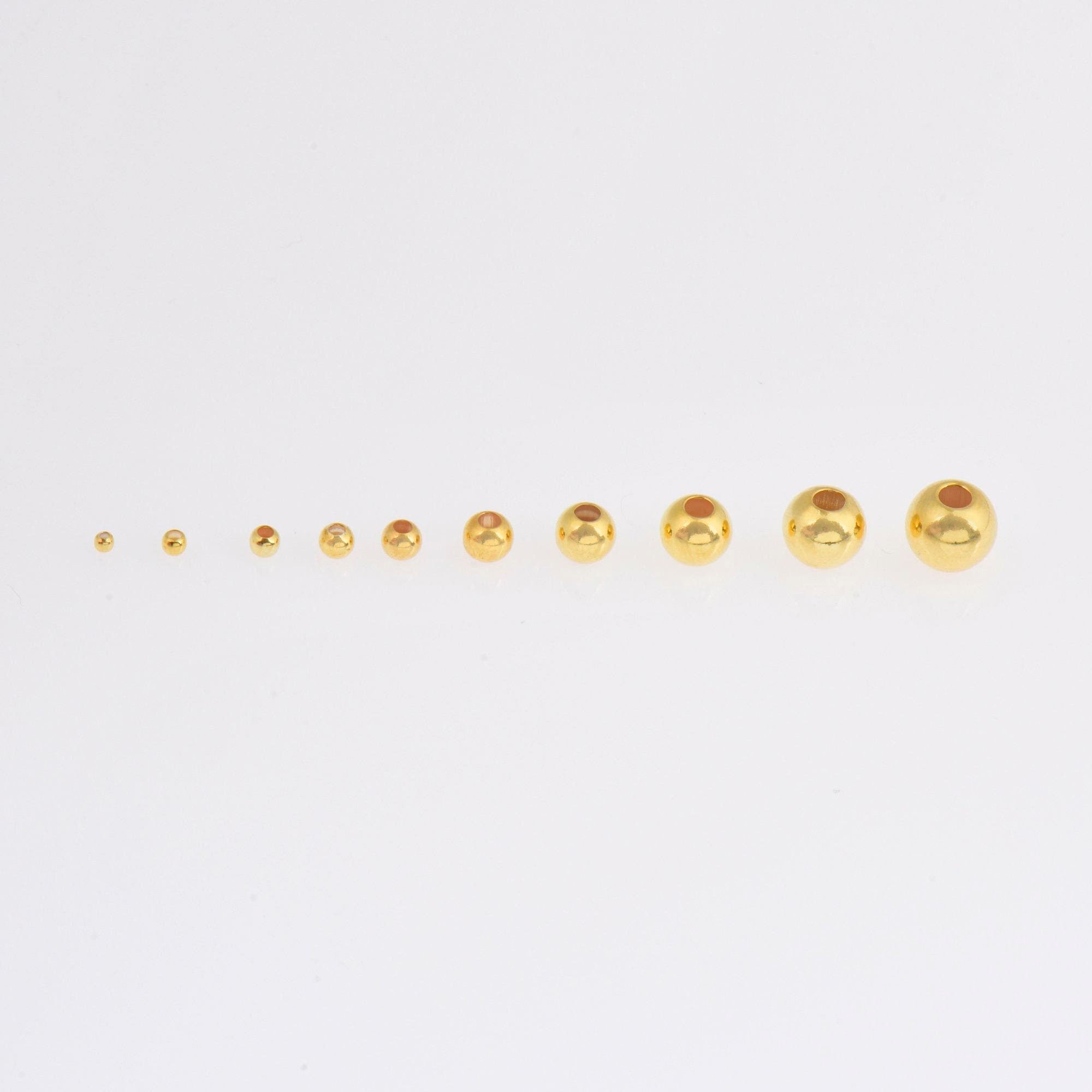 24K Gold Vermeil & 925 Plated Seamless Round Beads, Silver Round Beads in Gold, Round Shape Seperator Beads, Jewelry Supplies, M3/VM3 A-J
