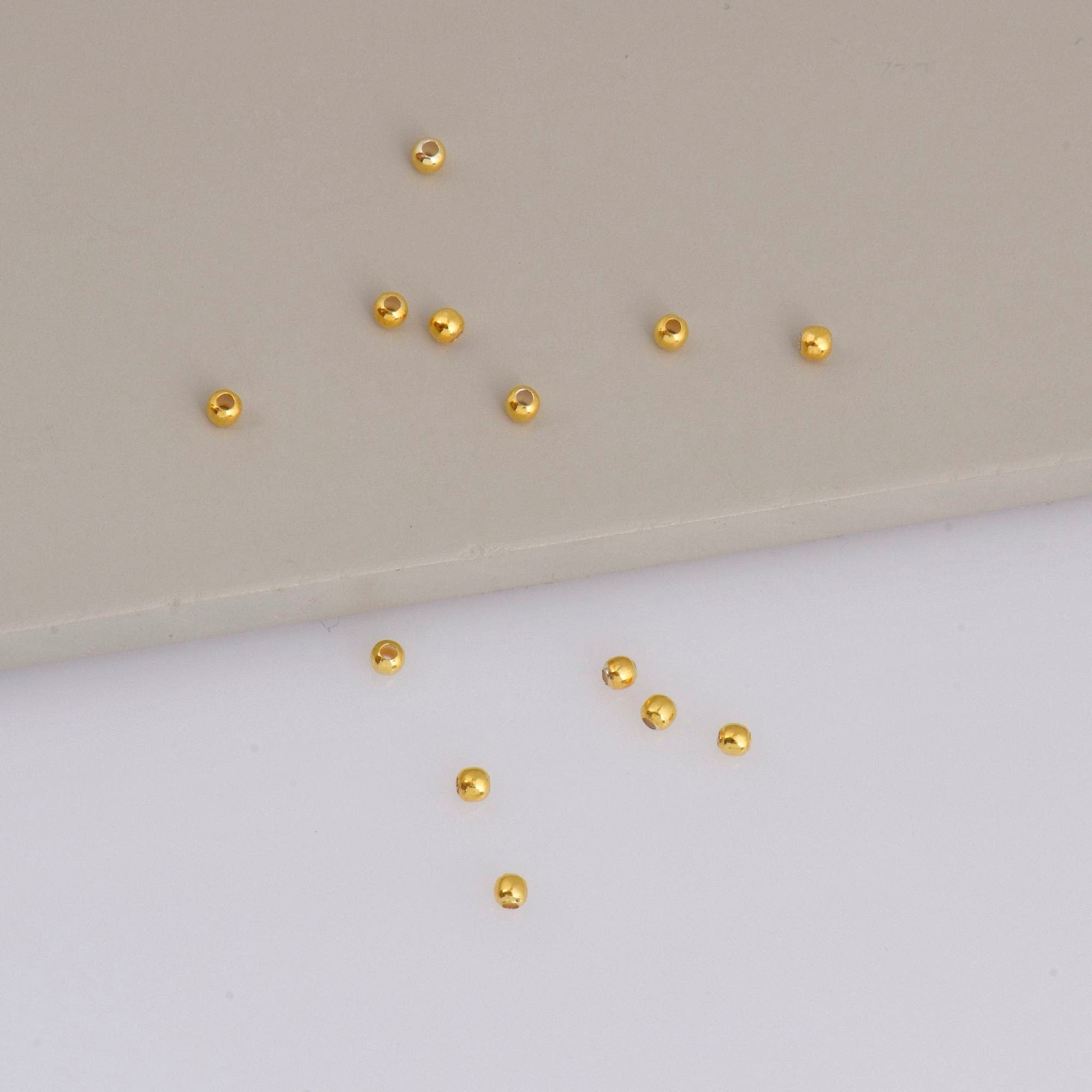 24K Gold Plated Seamless Round Beads, 925 Silver Round Beads in 24K Gold Vermeil, Round Shape Seperator Beads, Jewelry Supplies, VM3 A-J