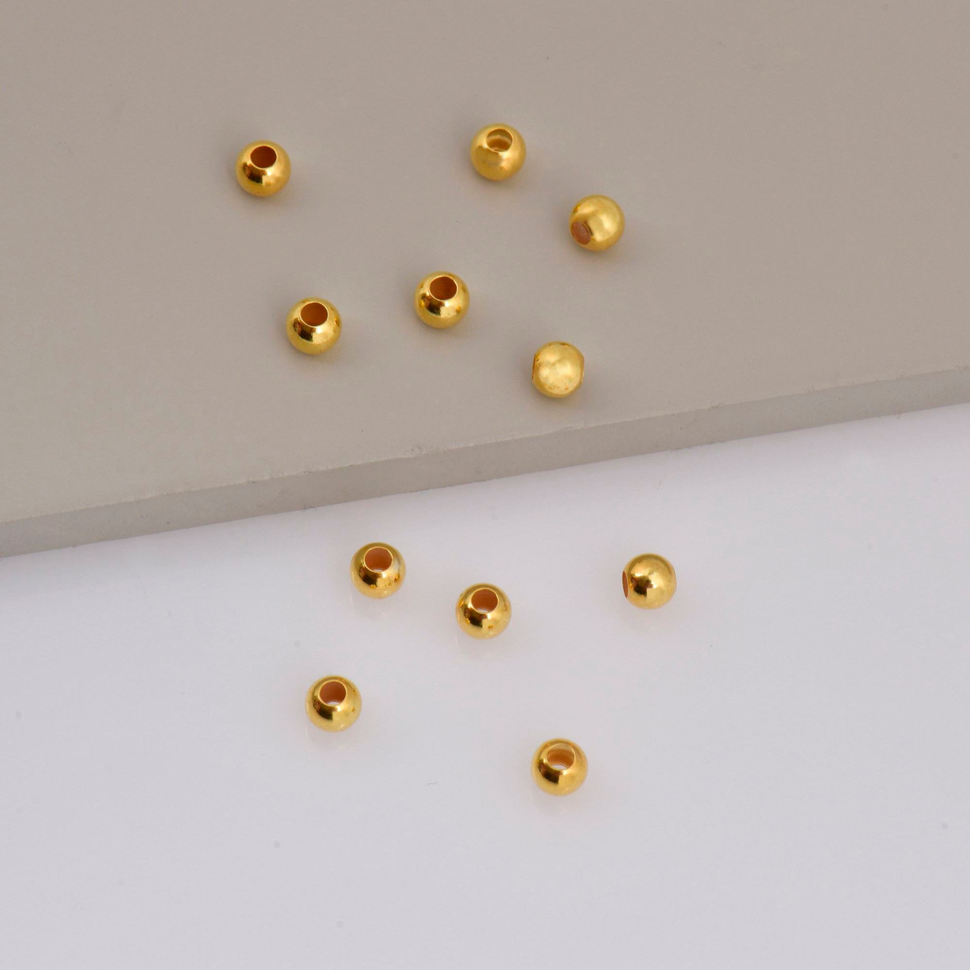 24K Gold Plated Seamless Round Beads, 925 Silver Round Beads in 24K Gold Vermeil, Round Shape Seperator Beads, Jewelry Supplies, VM3 A-J
