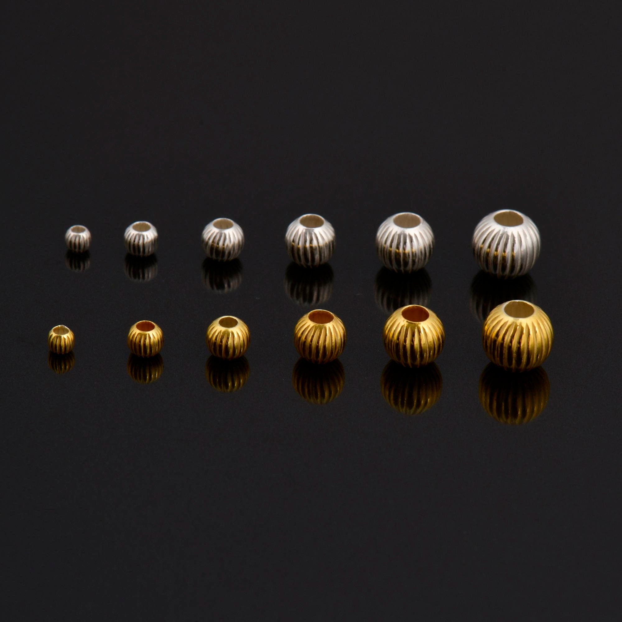 24K Gold Vermeil & 925 Silver Corrugated Round Beads, Gold Plated Seamless Round Beads, Round Seperator Beads, Jewelry Supplies, M/VM5 A-F