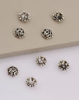 925 Sterling Silver Flower Bead Caps, Solid Silver Bead Caps, 8mm Flower Bead Caps, Oxidized Spacer Bead Caps, Jewelry Making Supply, M6A