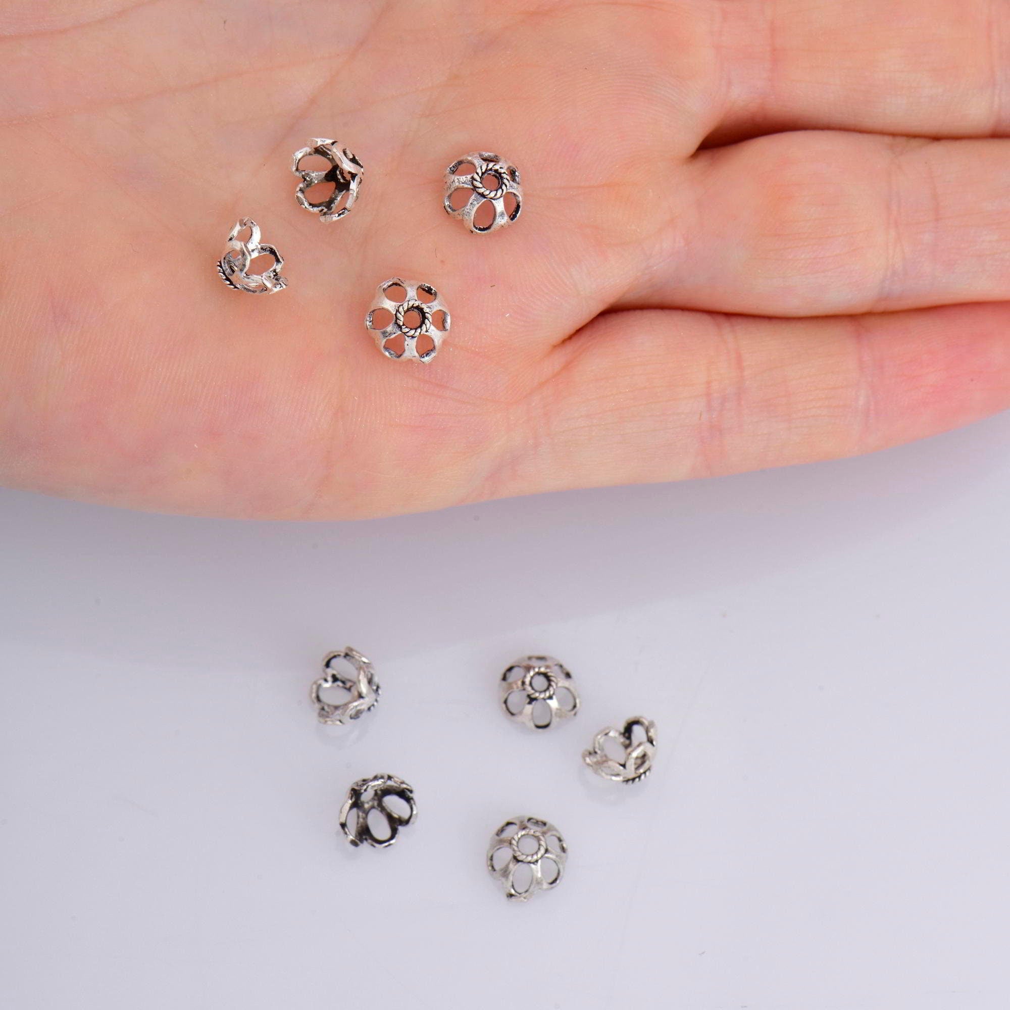 925 Sterling Silver 7.5mm Bead Caps, Silver Bead Caps, Oxidized Solid Silver Bead Caps, Jewelry Spacer Bead Caps, Jewelry Craft Supply, M10