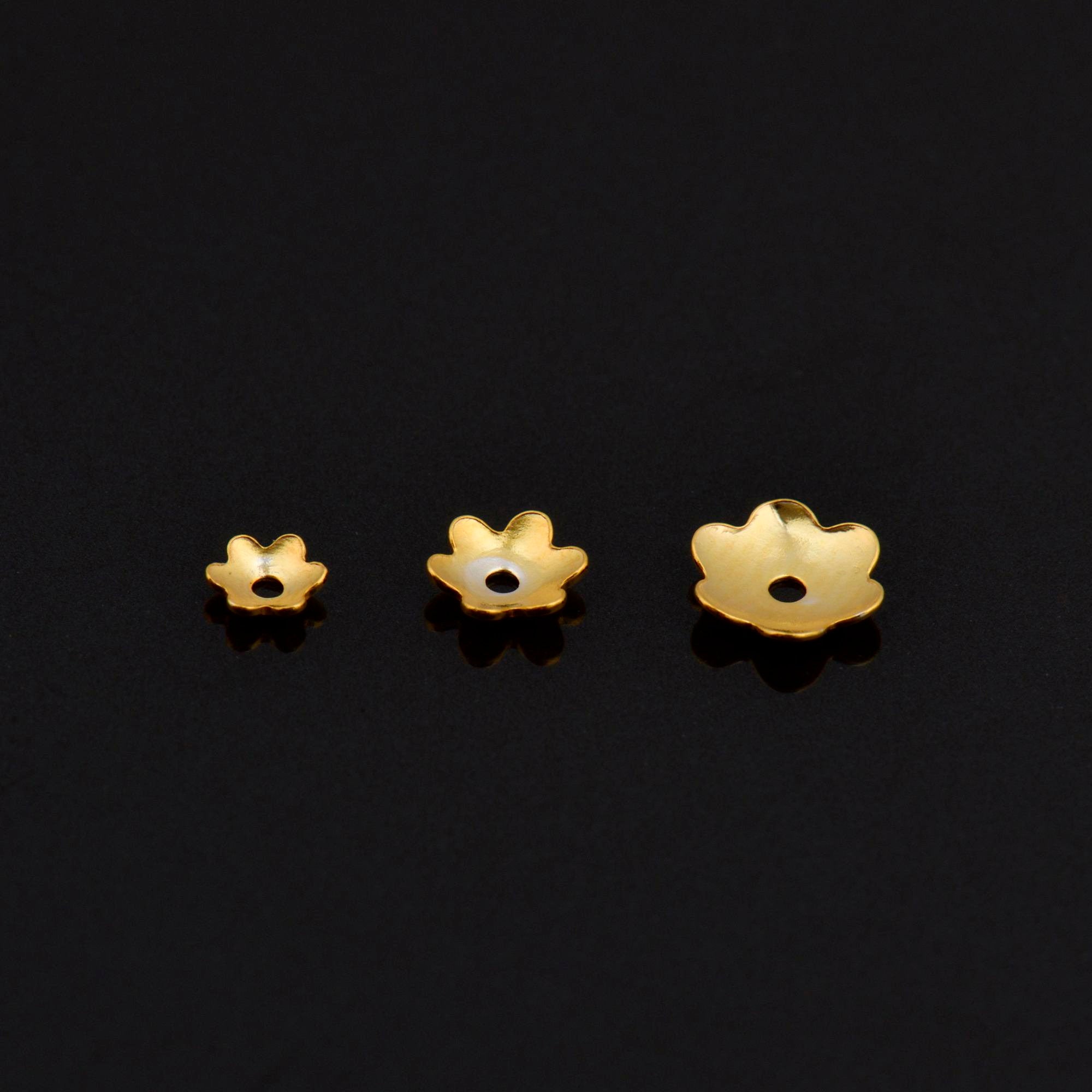 925 Sterling Silver & 24K Gold Vermeil Plain Bead Caps,Shiny Plain Bead Caps, Smooth Bead Caps, Jewelry Spacer Bead Caps, V/M14A-B-C