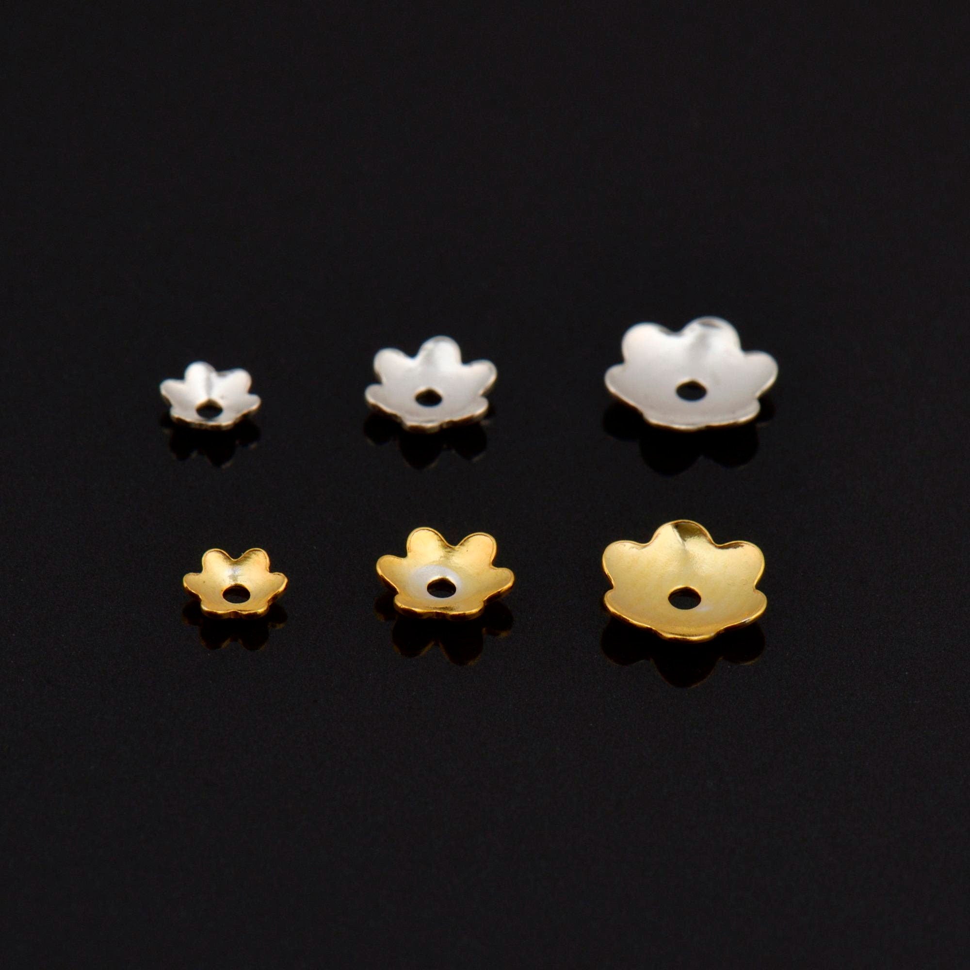 925 Sterling Silver & 24K Gold Vermeil Plain Bead Caps,Shiny Plain Bead Caps, Smooth Bead Caps, Jewelry Spacer Bead Caps, V/M14A-B-C