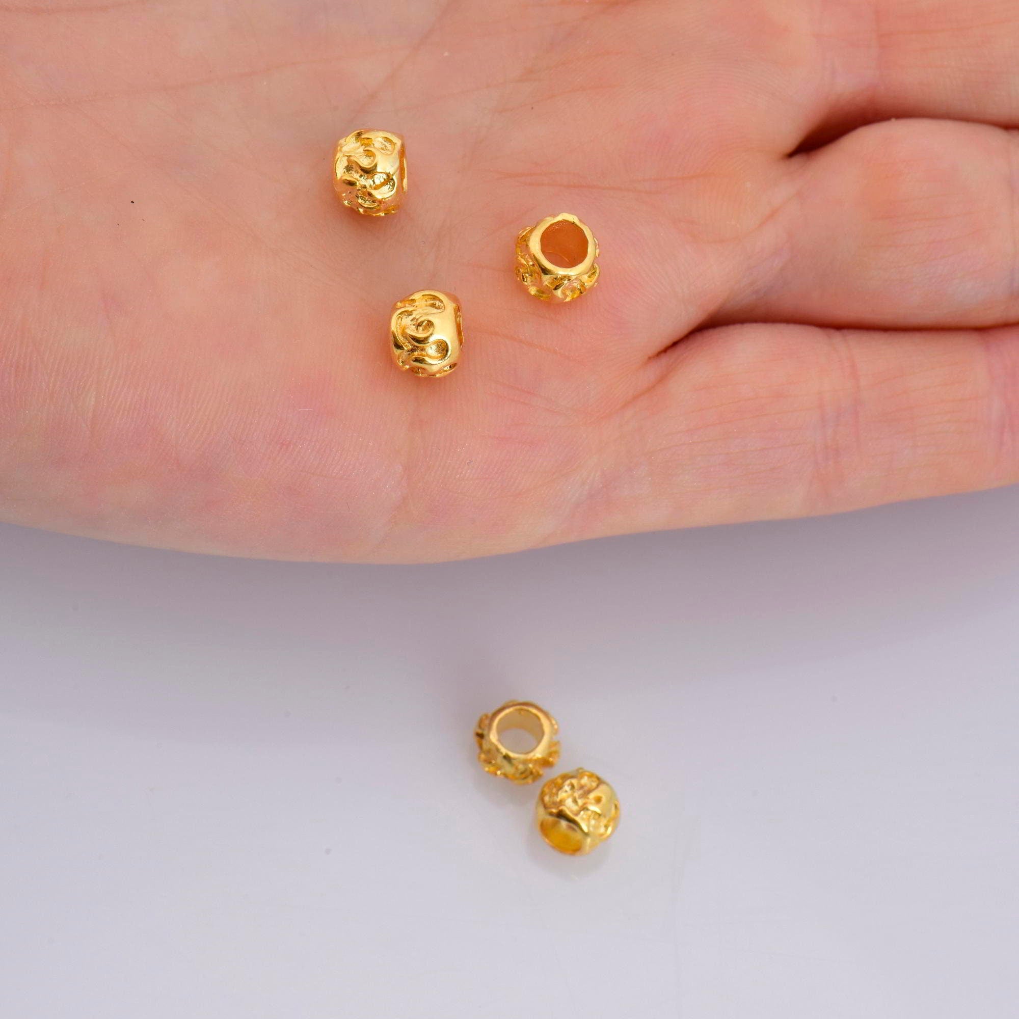 24K Gold Vermeil Tube Beads, Gold Plated Tube Beads, 925 Silver Spacer Tube Beads in Gold, Silver Tube Beads, Jewelry Making Supply, VM16