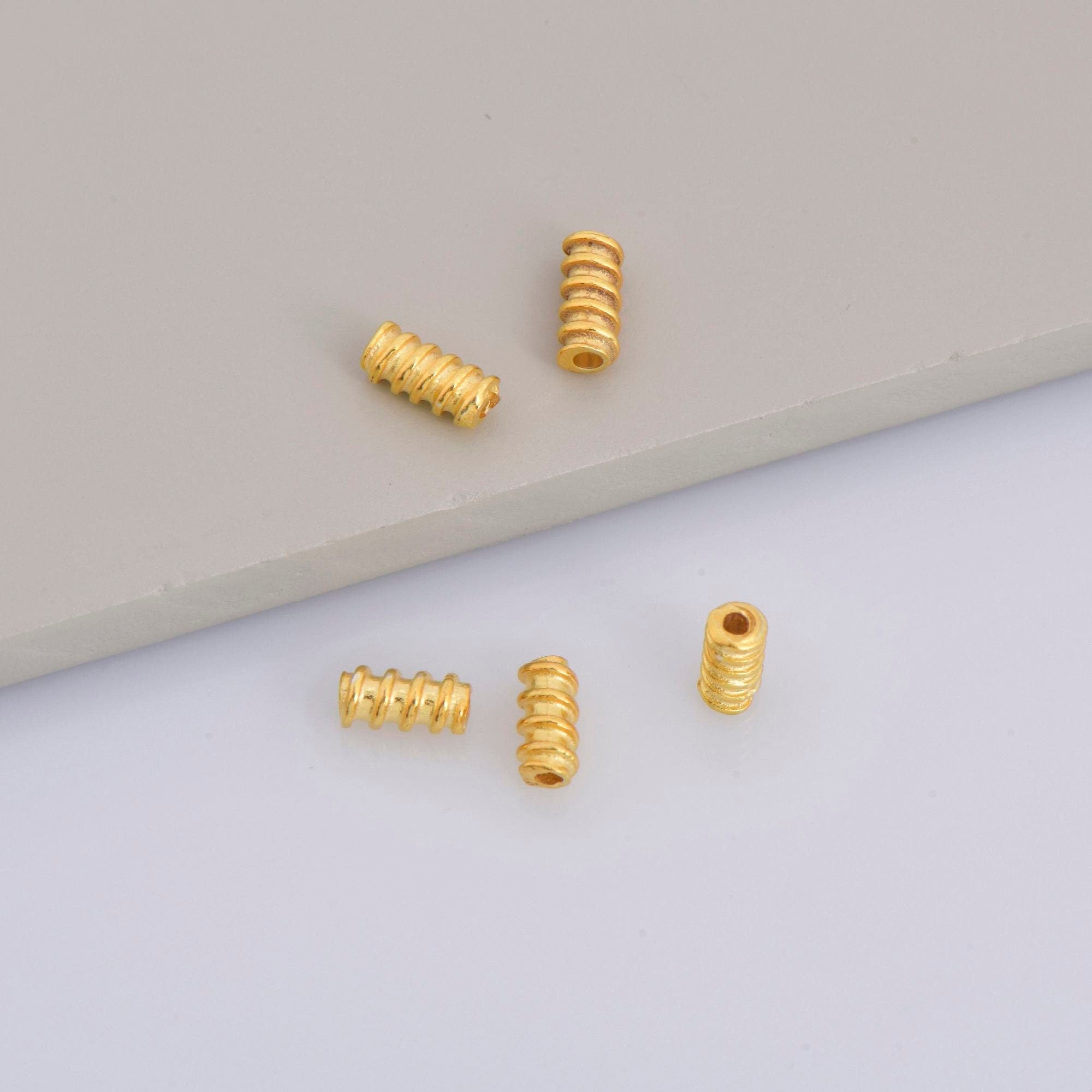 24K Gold Vermeil Tube Beads, 24K Gold Plated Coiled Tube Beads, Spacer Tube Beads, 925 Silver Tube Beads For Jewelry Making, VM17