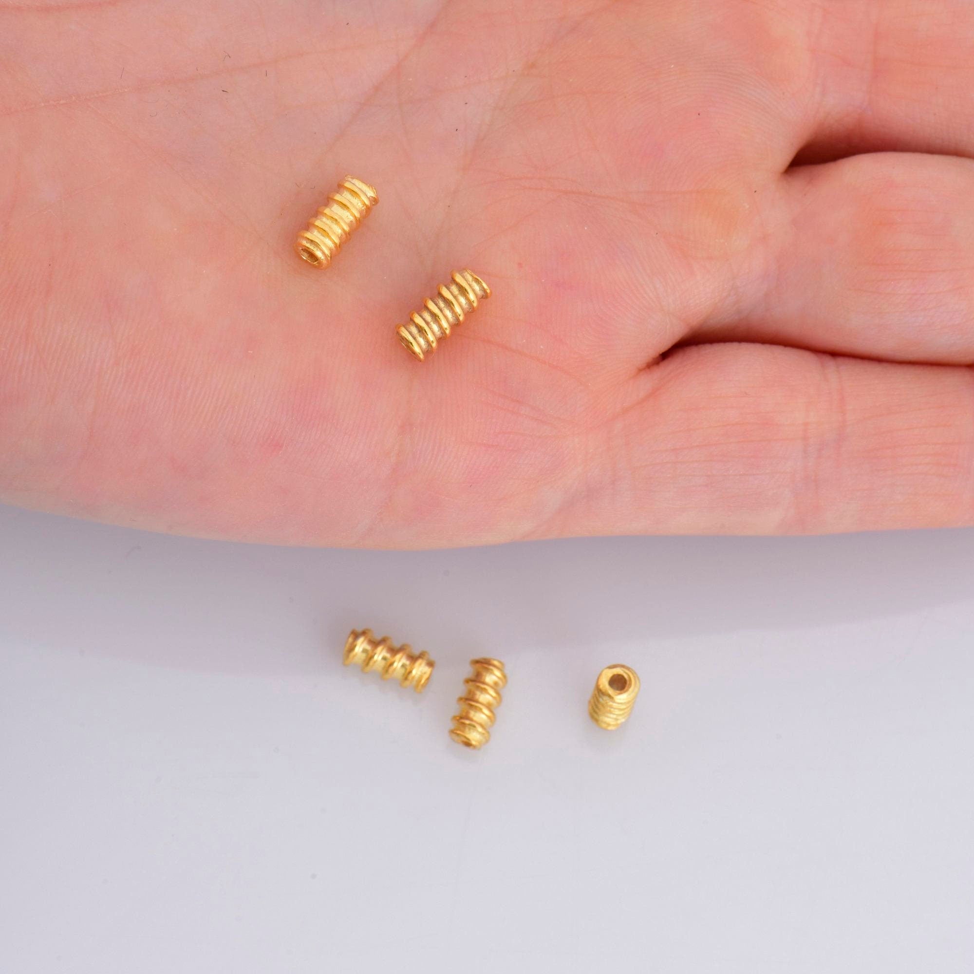 24K Gold Vermeil Tube Beads, 24K Gold Plated Coiled Tube Beads, Spacer Tube Beads, 925 Silver Tube Beads For Jewelry Making, VM17