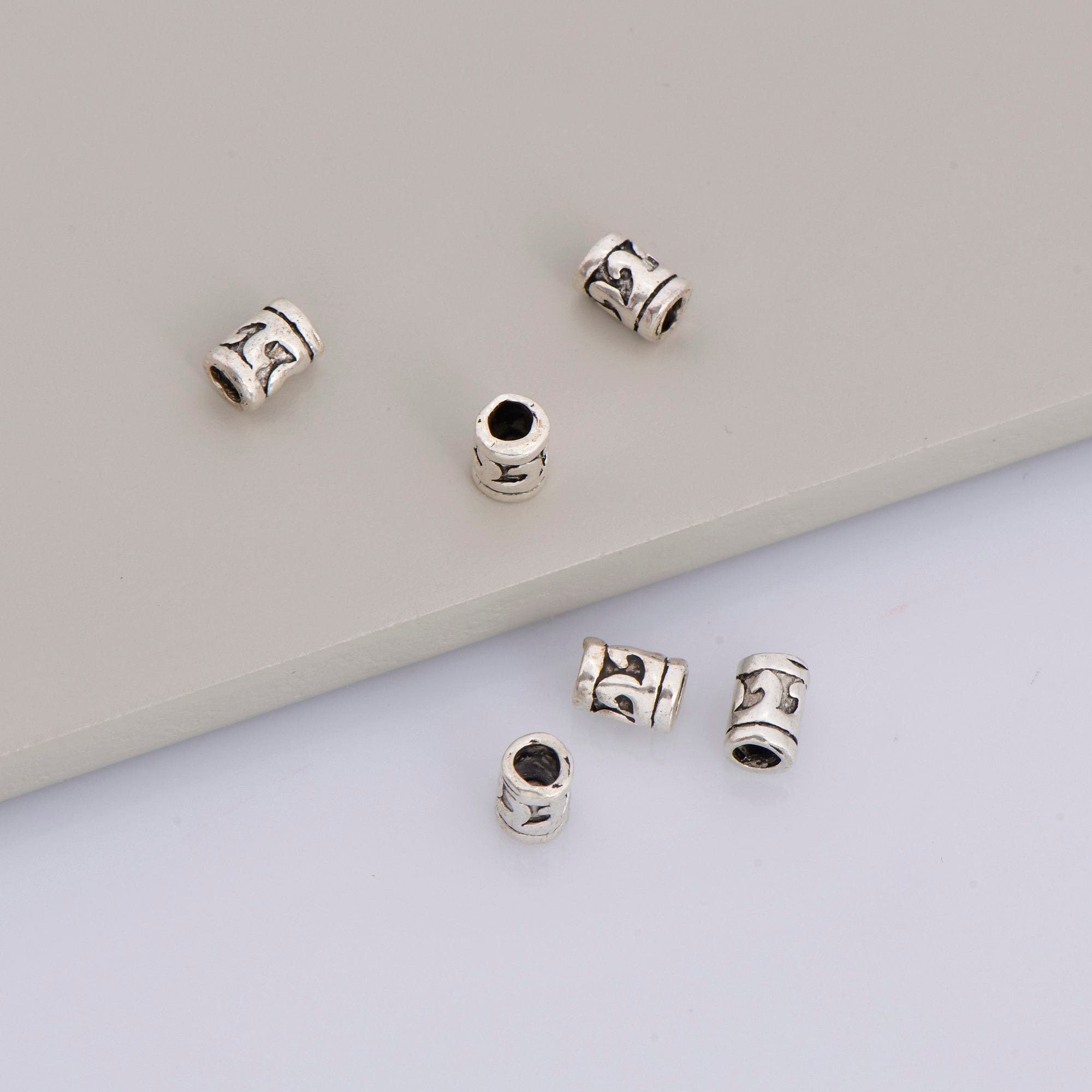 925 Sterling Silver Tube Beads, Antique Silver Tube Beads, Silver Spacer Tube Beads, Oxidized Silver Tube Beads For Jewelry Making, M20
