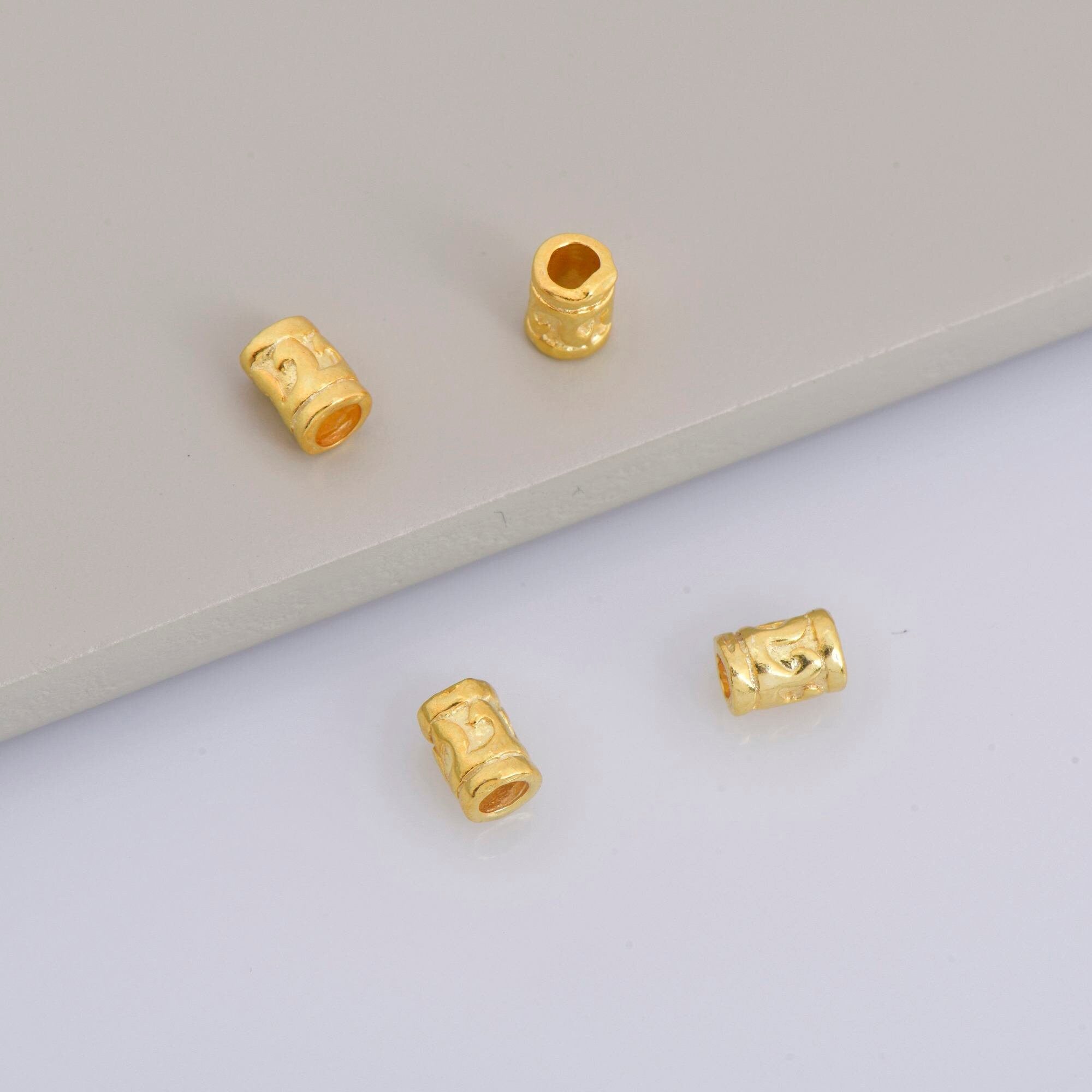 24K Gold Vermeil Tube Beads, Gold Plated Tube Beads, 925 Silver Spacer Tube Beads in 24K, Silver Tube Beads, Jewelry Making Supply, VM20