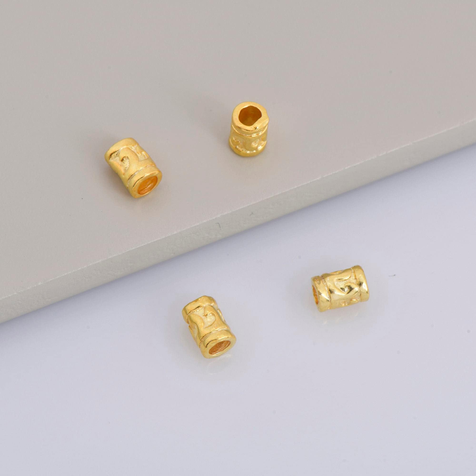 24K Gold Vermeil Tube Beads, Gold Plated Tube Beads, 925 Silver Spacer Tube Beads in 24K, Silver Tube Beads, Jewelry Making Supply, VM20