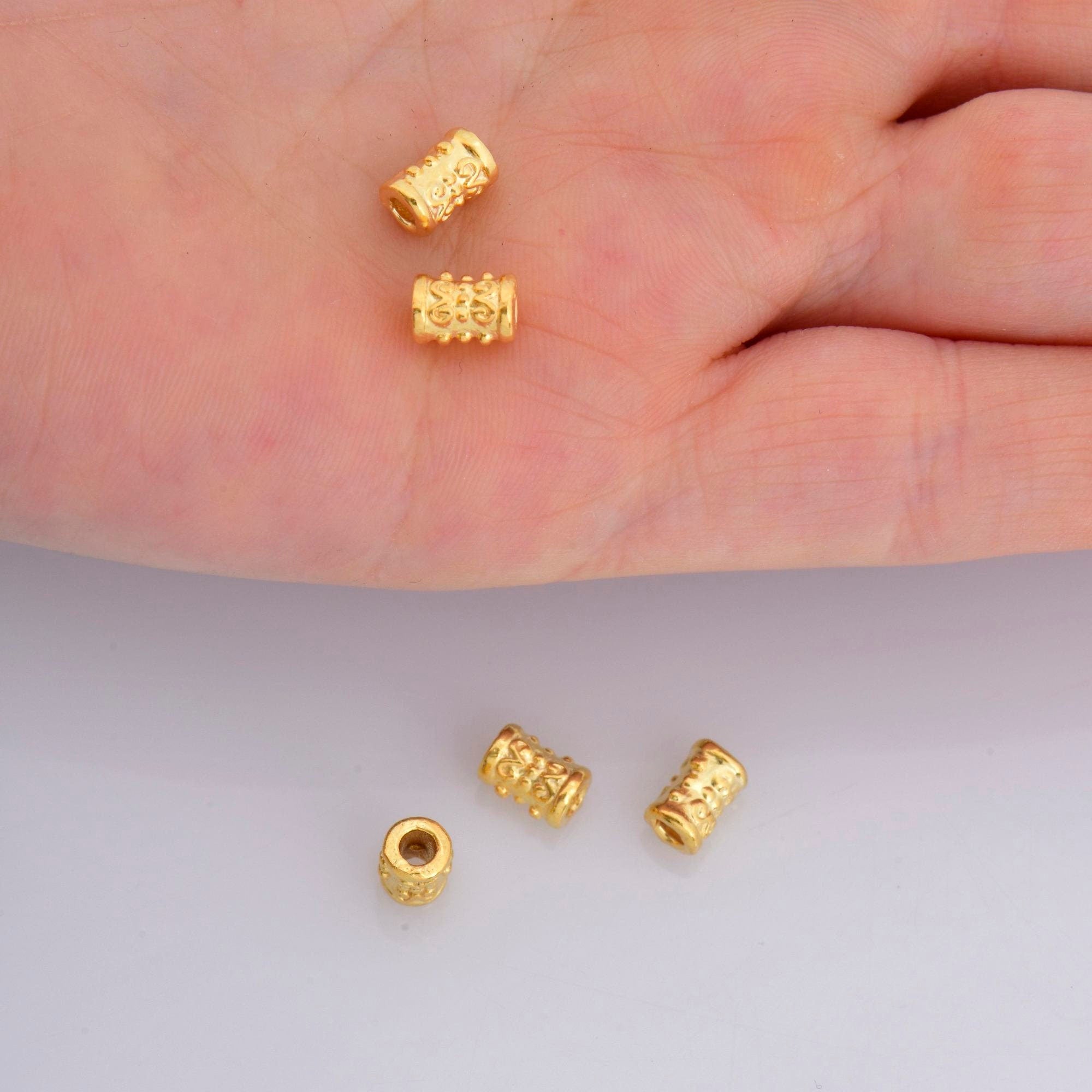 24K Gold Vermeil Tube Beads, Antique Silver Tube Beads in Gold, 925 Silver Spacer Tube Beads, Silver Tube Beads For Jewelry Making, VM24