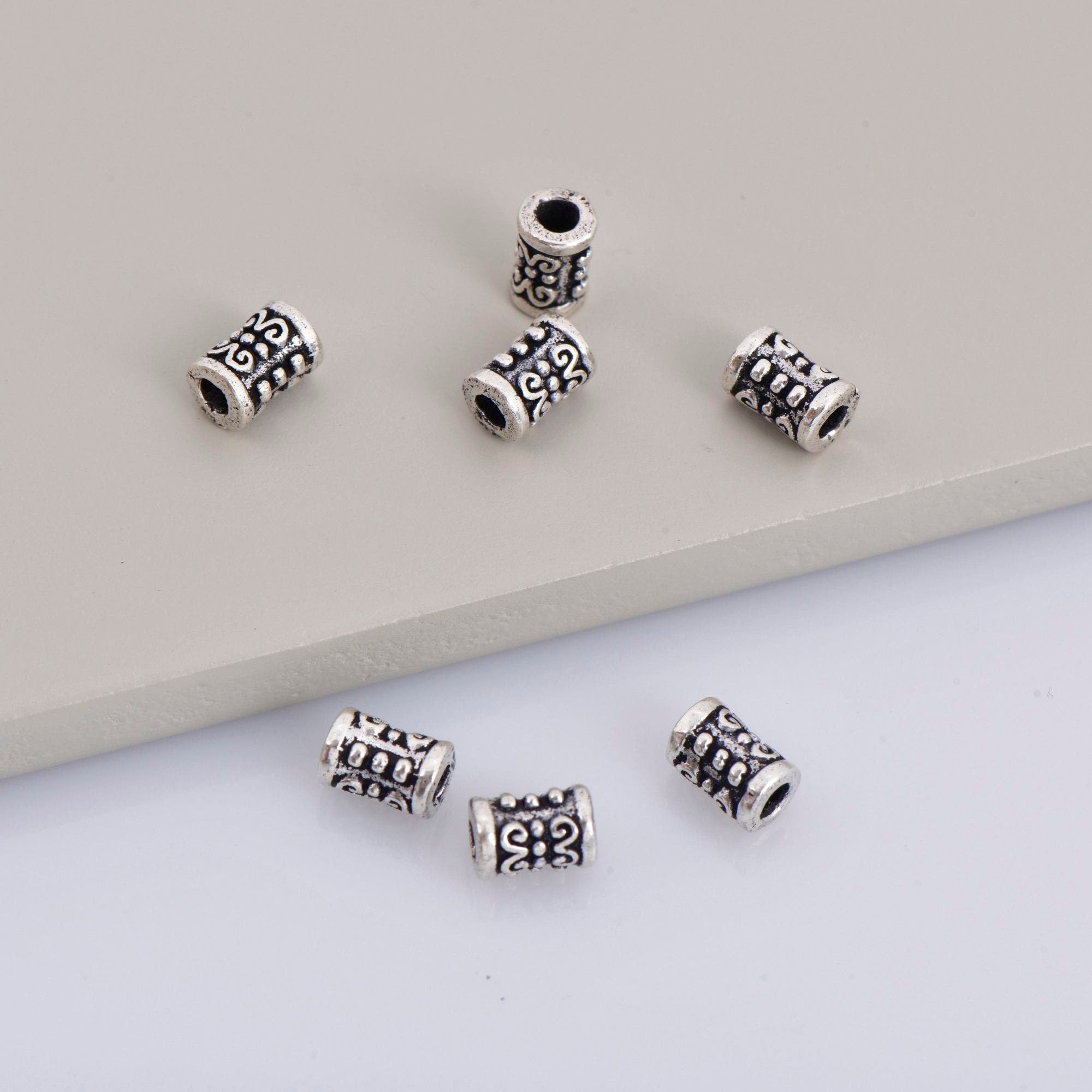 24K Gold Vermeil & 925 Silver Tube Beads, Silver Tube Beads in Gold, Antique Silver Spacer Tube Beads, Tube Beads For Jewelry Making,V/M24