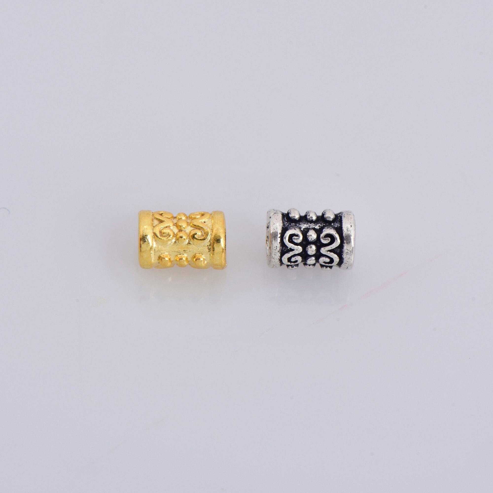 24K Gold Vermeil & 925 Silver Tube Beads, Silver Tube Beads in Gold, Antique Silver Spacer Tube Beads, Tube Beads For Jewelry Making,V/M24
