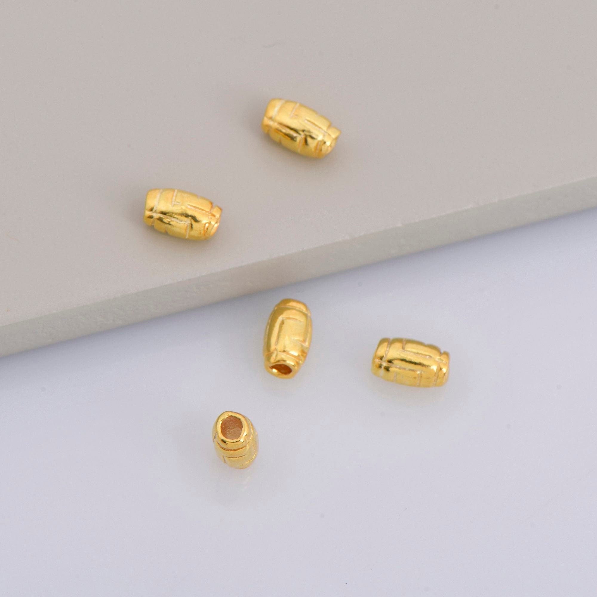 24K Gold Vermeil Tube Beads, Gold Plated Barrel Tube Beads, Antique Silver Barrel Beads, 925 Silver Tube Beads For Jewelry Making, VM27