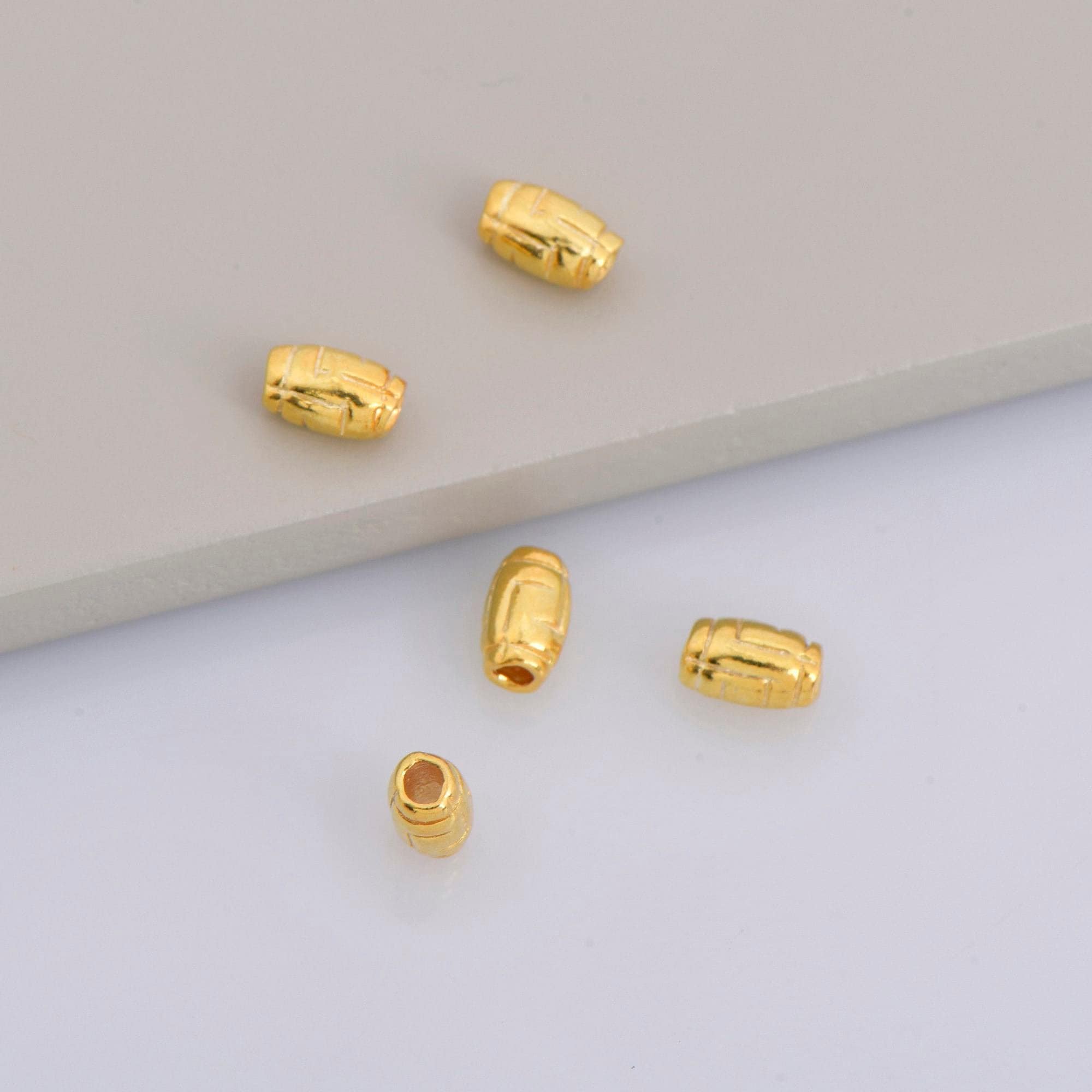 24K Gold Vermeil Tube Beads, Gold Plated Barrel Tube Beads, Antique Silver Barrel Beads, 925 Silver Tube Beads For Jewelry Making, VM27