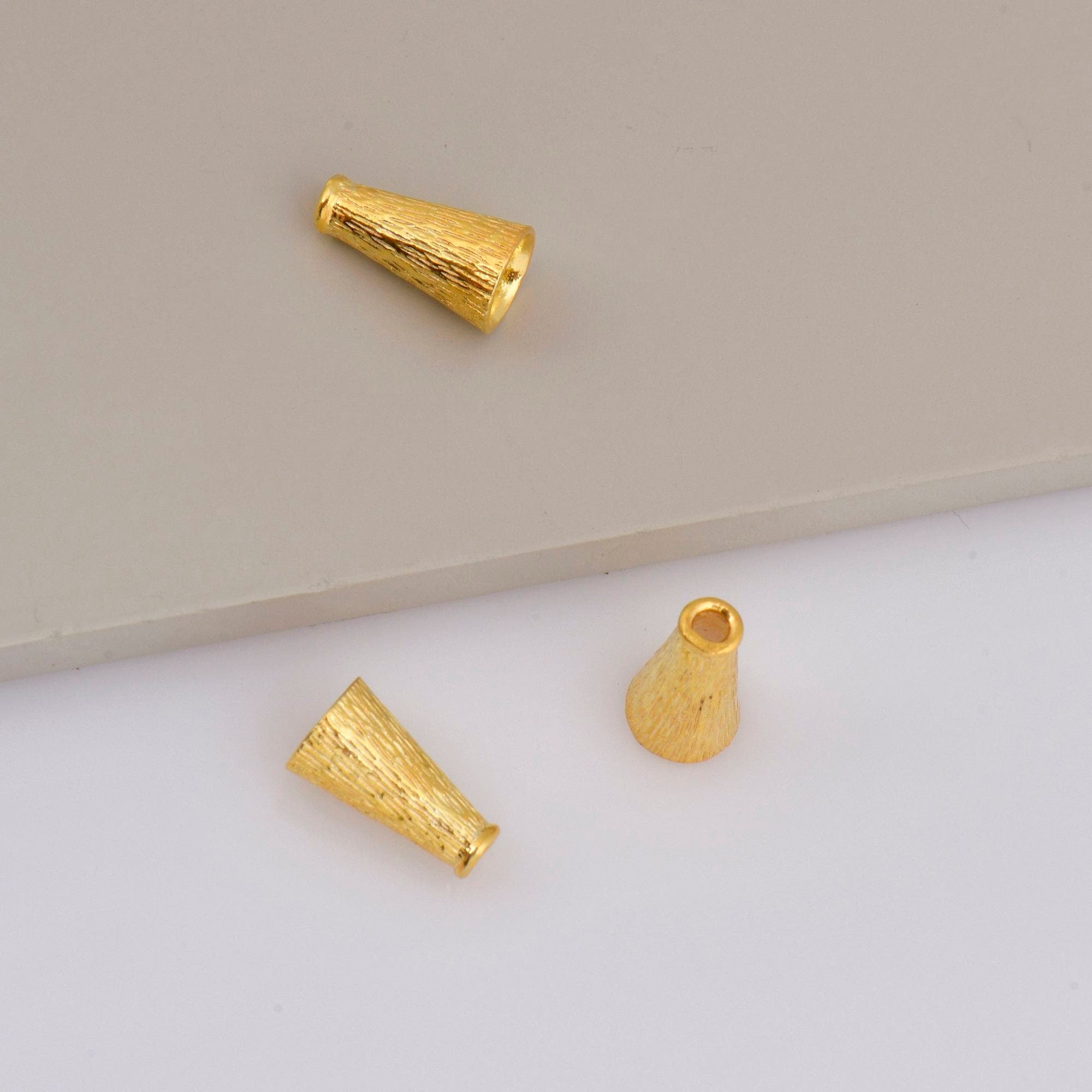 24K Gold Vermeil Cone Shape Beads, Gold Plated Cone Bead Caps, 925 Silver End Bead Cones, Pyramid Bead Caps, Jewelry Findings, VM29A-B-C