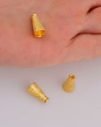 24K Gold Vermeil Cone Shape Beads, 24K Gold Plated Cone Bead Caps, 925 Silver End Bead Cones, Pyramid Bead Caps, Jewelry Findings, VM29C
