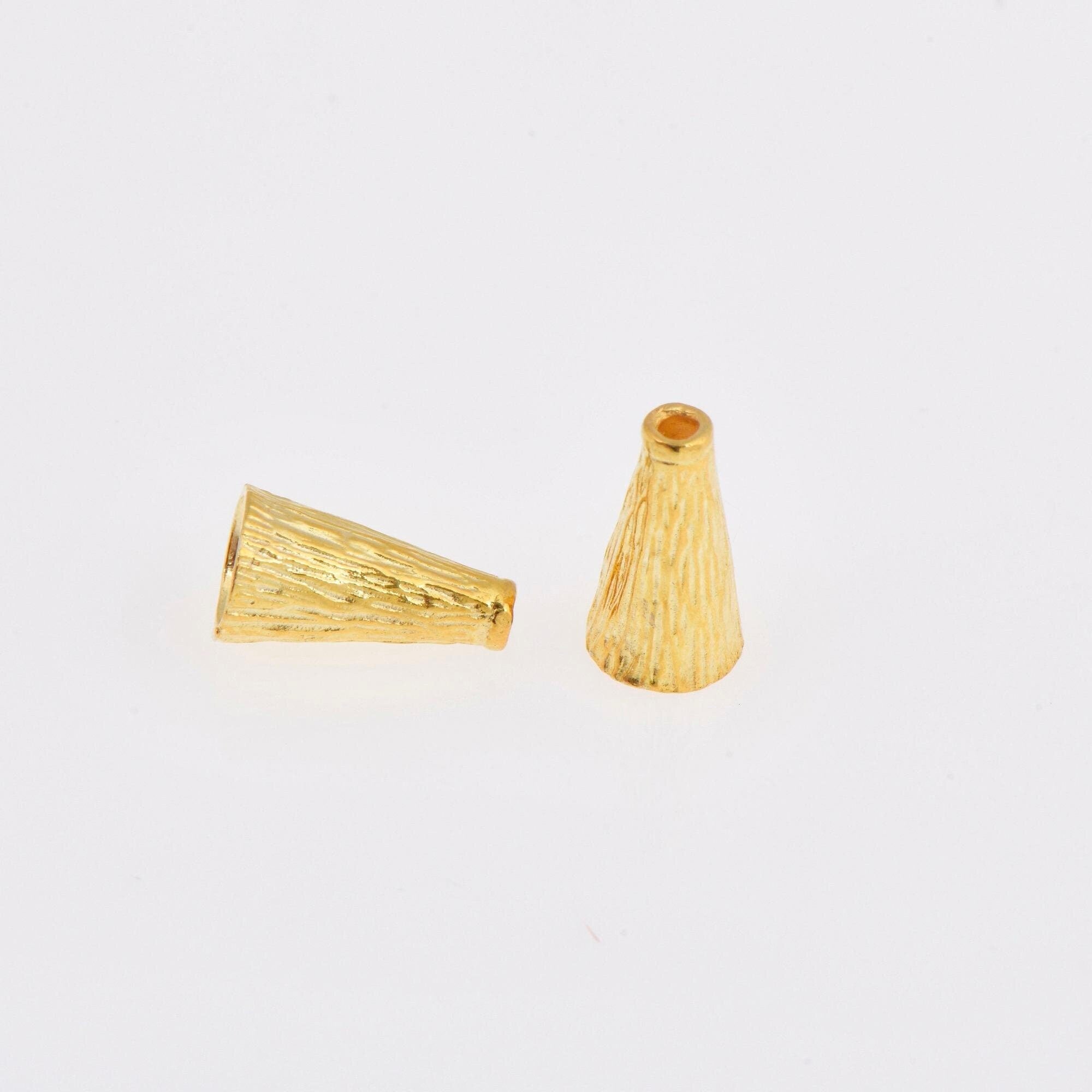 24K Gold Vermeil Cone Shape Beads, 24K Gold Plated Cone Bead Caps, 925 Silver End Bead Cones, Pyramid Bead Caps, Jewelry Findings, VM29B
