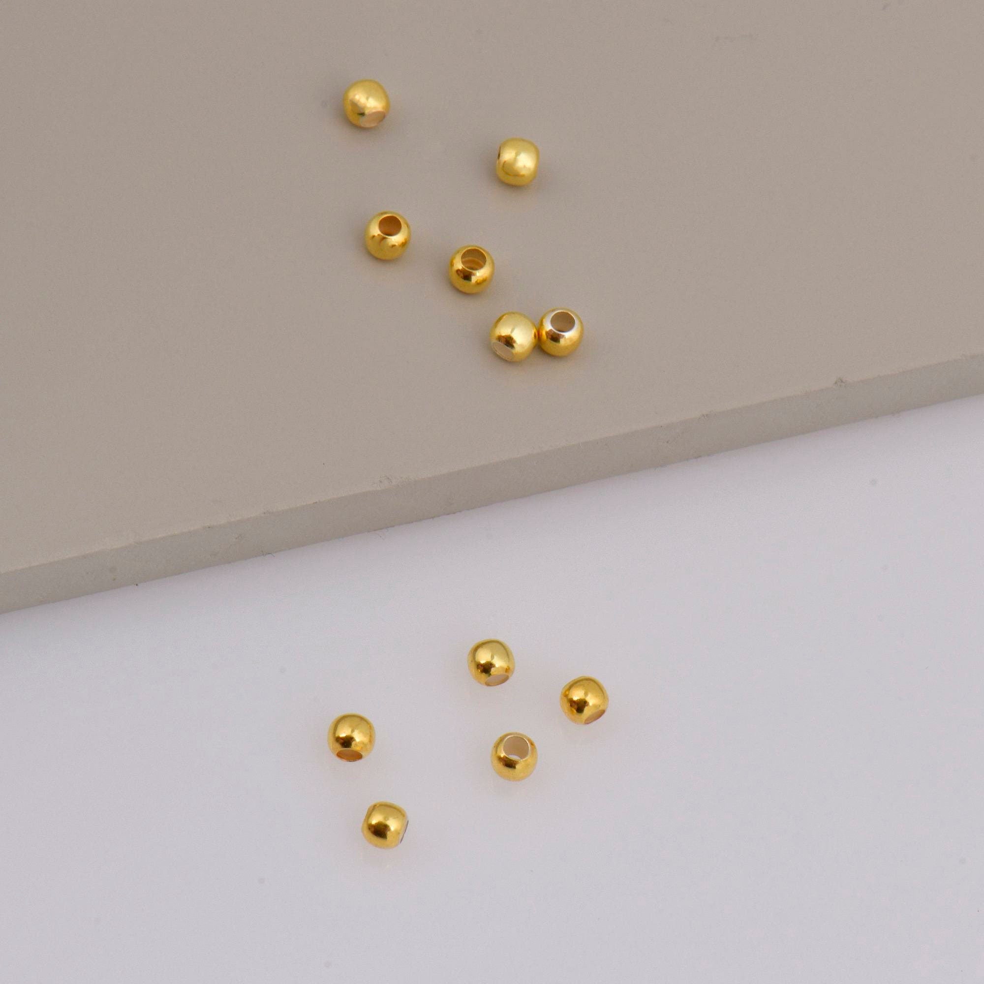 24K Gold Plated Seamless Round Beads, 925 Silver Round Beads in 24K Gold Vermeil, Round Shape Seperator Beads, Jewelry Supplies, VM3 A-J