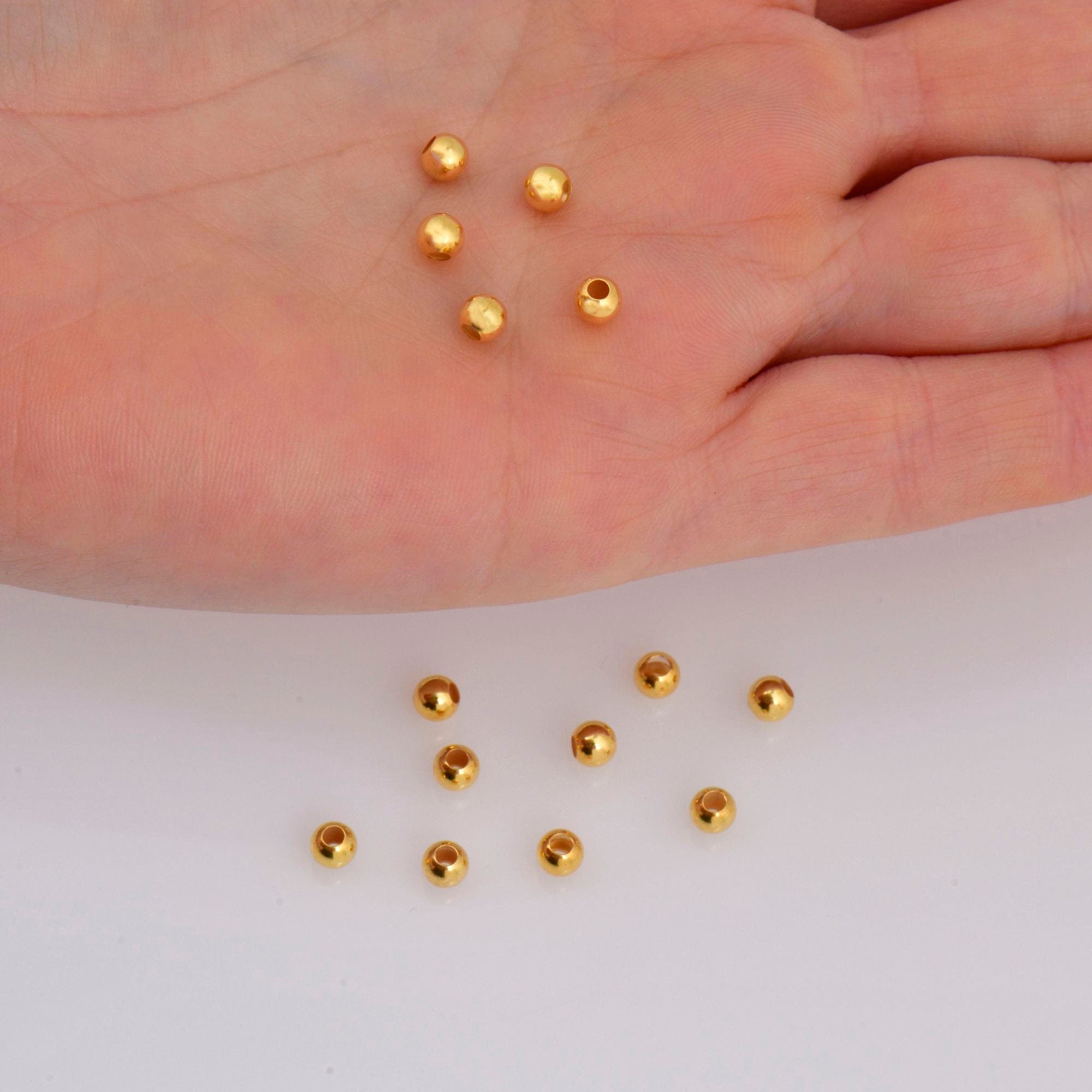 24K Gold Plated Seamless Round Beads, 925 Silver Round Beads in 24K Gold Vermeil, Round Shape Seperator Beads, Jewelry Supplies, VM3 A-J
