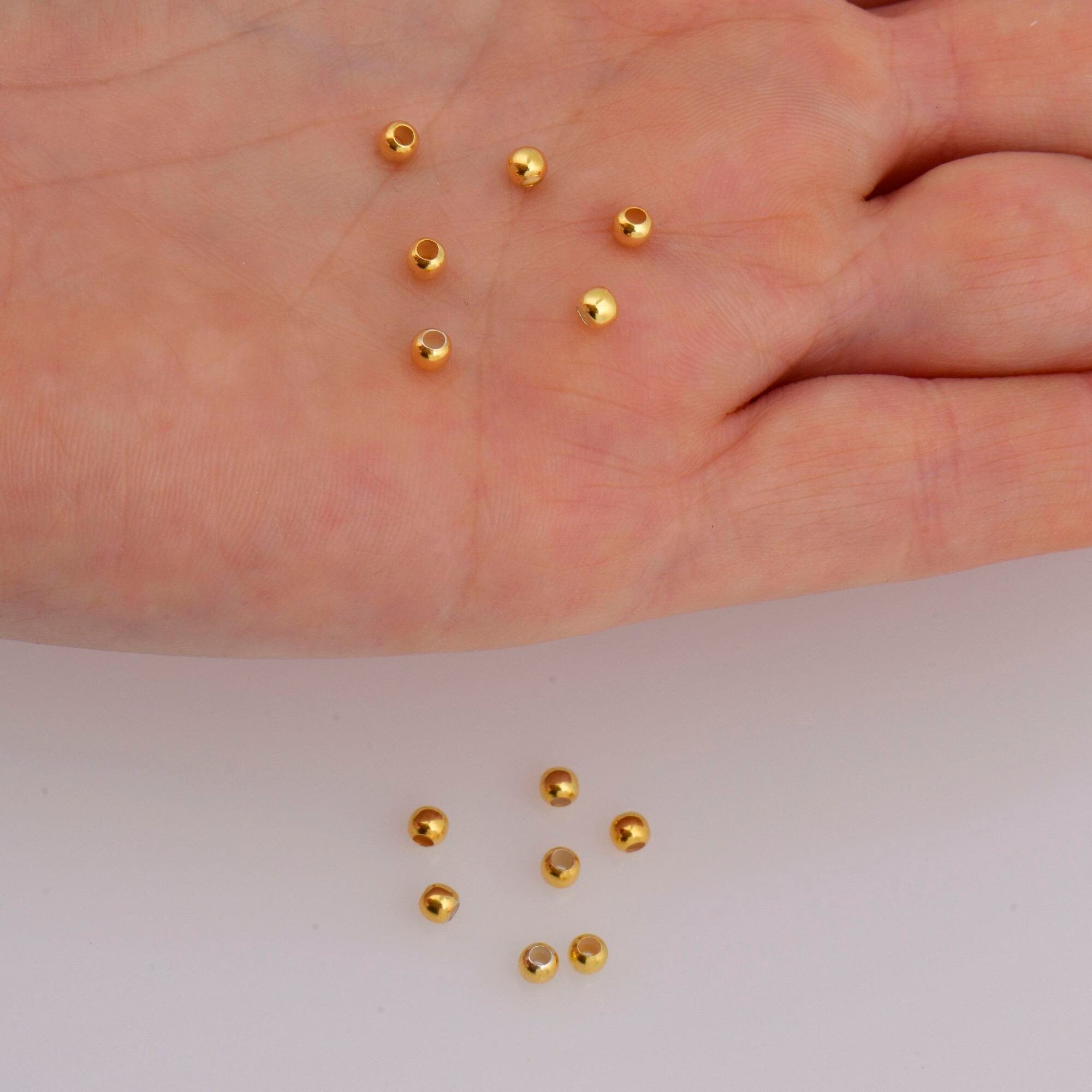 24K Gold Plated Seamless Round Beads, 925 Silver Round Beads in 24K Gold Vermeil, Round Shape Seperator Beads, Jewelry Supplies, VM3 A-J