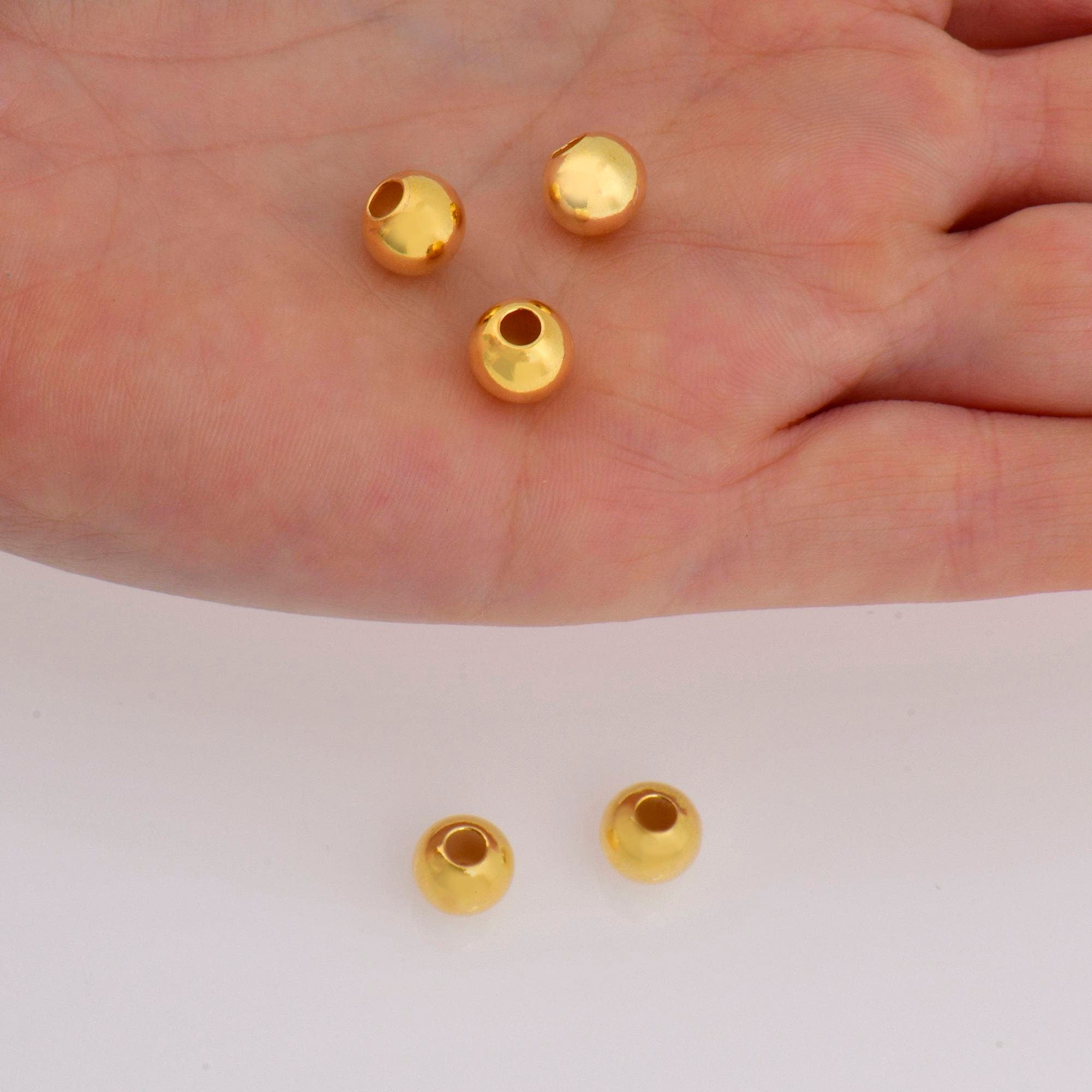 24K Gold Plated Seamless Round Beads, 925 Silver Round Beads in 24K Gold Vermeil, Round Shape Seperator Beads, Jewelry Supplies, VM3 A-J