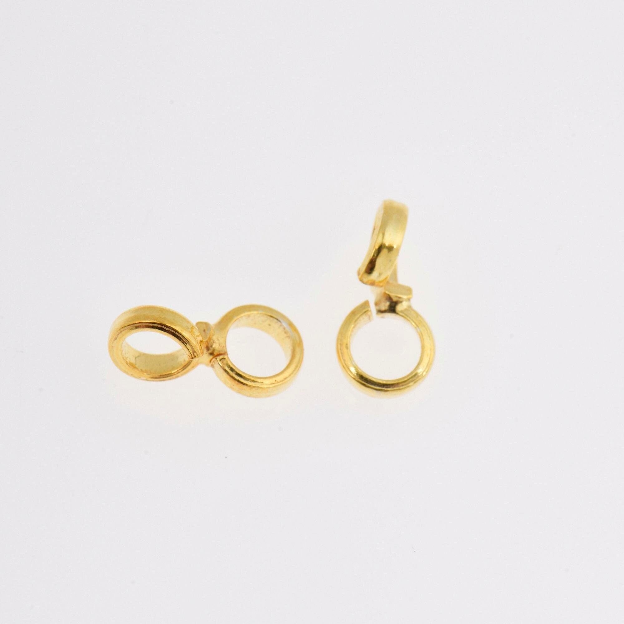 24K Gold Vermeil Bails with Open Loop, Gold Plated Open Loop Bails, 925 Smooth Silver Connector Bails, Bail Charms, Jewelry Findings, VM30B
