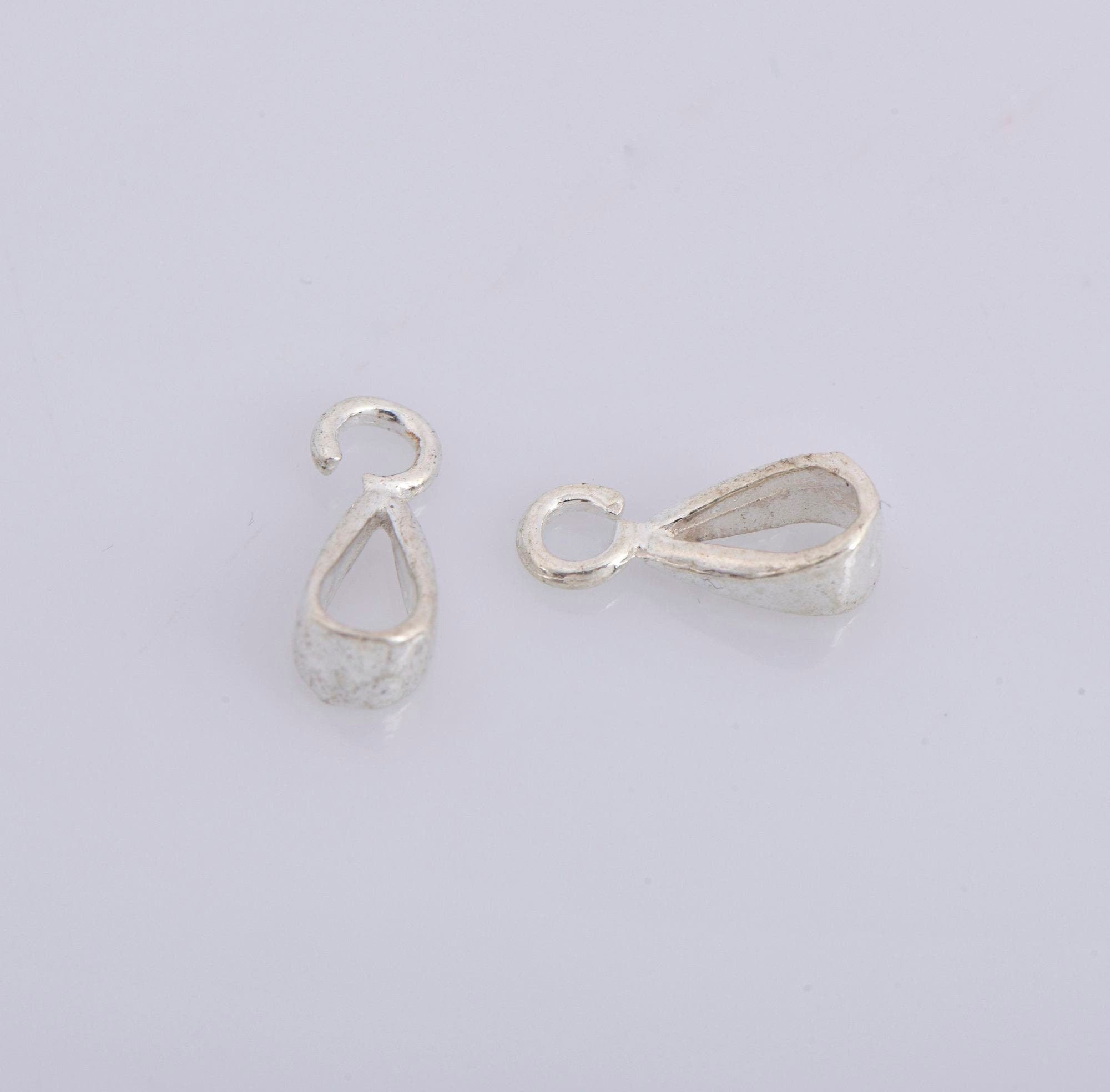 925 Sterling Silver Bails with Open Loop, Solid Silver Open Ring Bails, Smooth Silver Connector Bails, Bail Charms, Jewelry Findings, M31