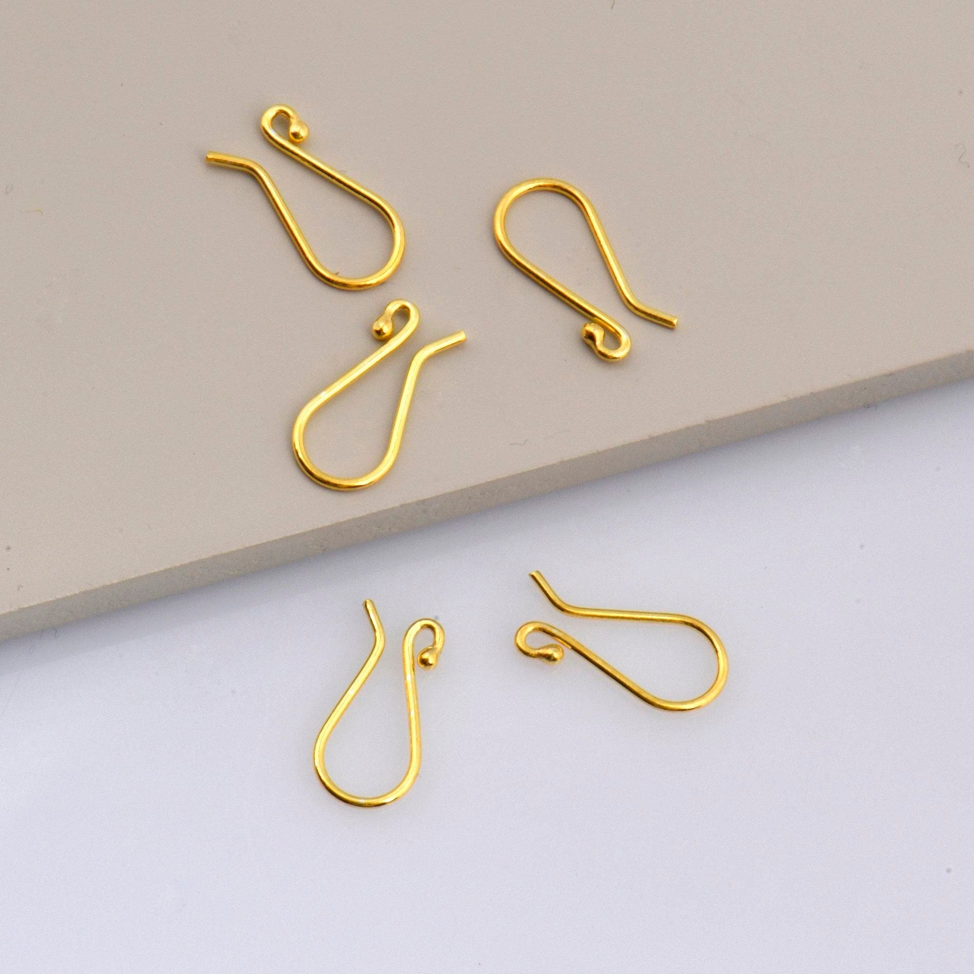 24K Gold Vermeil Ear Wires, 24K Gold Plated Earring Hooks, 925 Silver Ball Ear Wires, Earrings Making Supply, Jewelry Making Findings, VM38