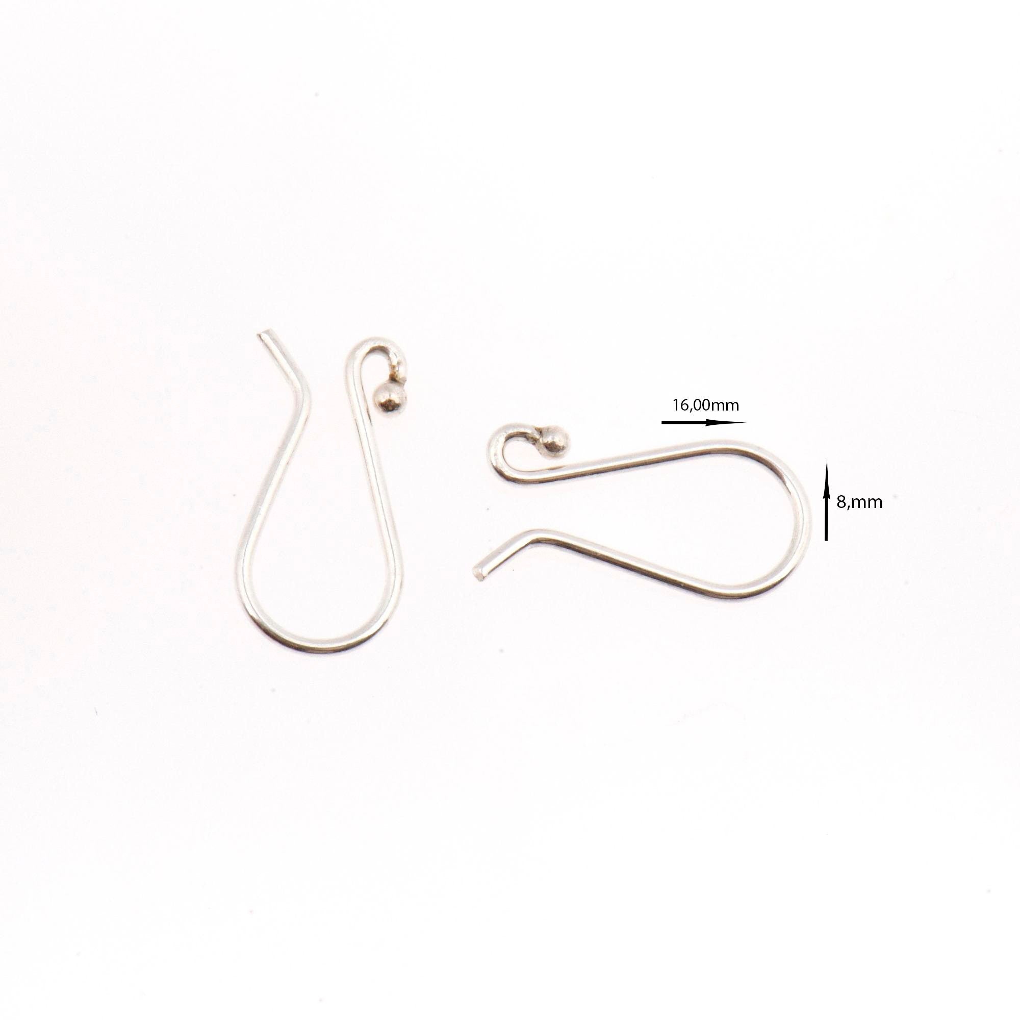 925 Sterling Silver Ear Wires, Solid Silver Earring Hooks, Silver Ball Ear Wires, Earrings Making Supply, Jewelry Making Findings, M38