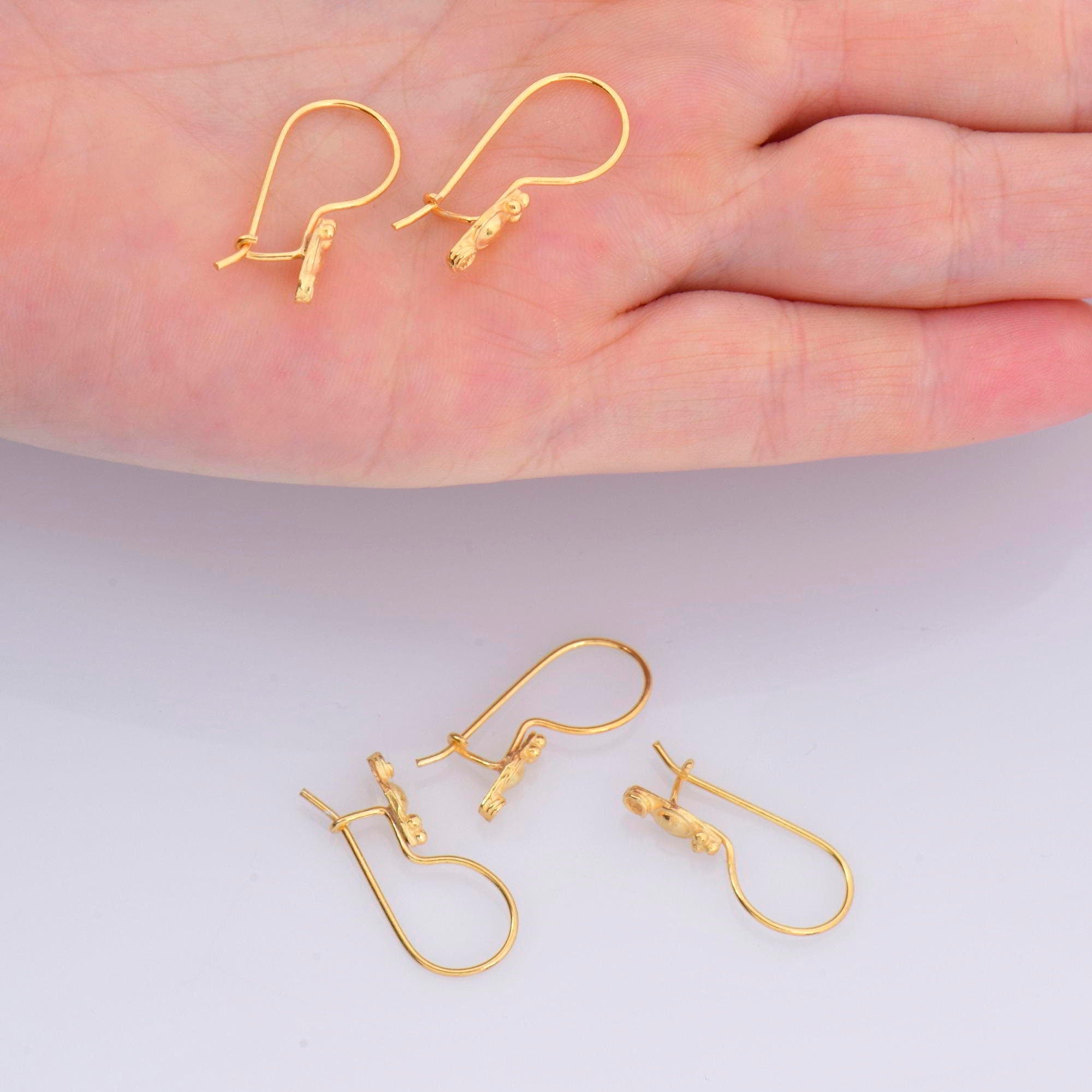 24K Gold Vermeil Ear Wires, 24K Gold Plated Earring Hooks, 925 Silver Flower Ear Wires, Earring Making Supply, Jewelry Making Findings, VM42