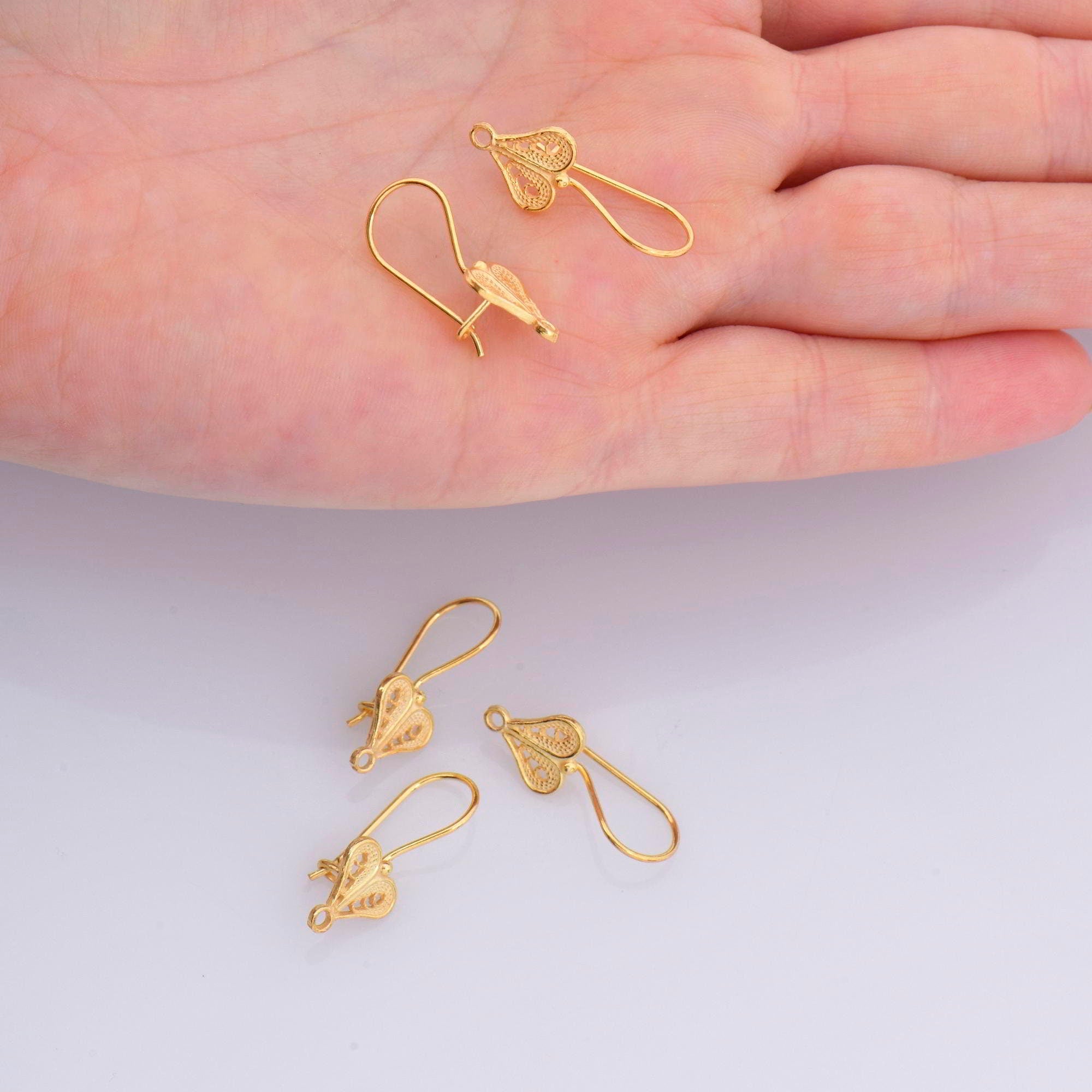 24K Gold Vermeil & 925 Silver Heart Shape Ear Wires, Earring Hooks, Ear Wires, Earrings Making Supply, Jewelry Findings, M46/VM46