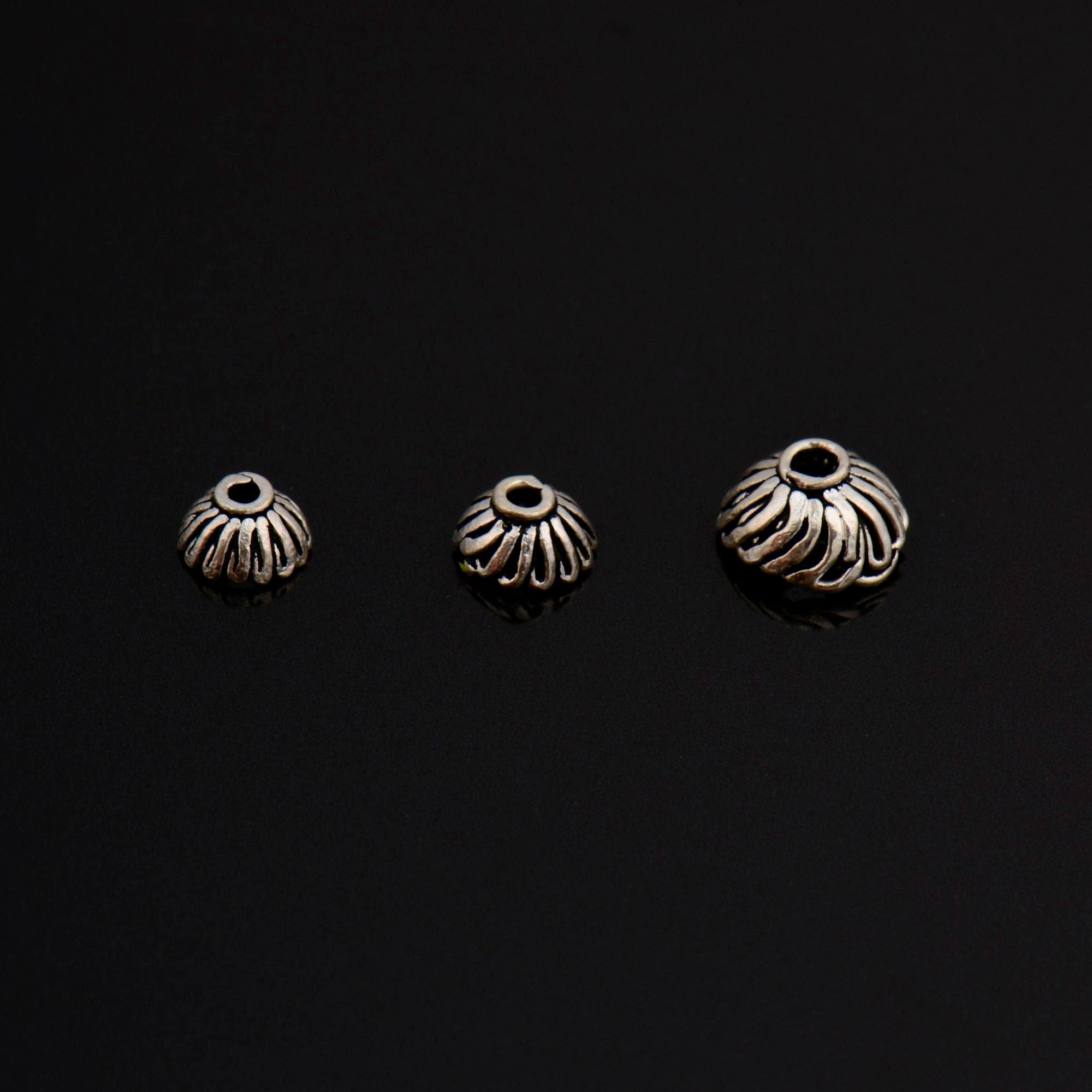 925 Sterling Silver & 24K Gold Vermeil 6mm to 8.5mm Bead Caps, Silver Bead Caps in Gold, Gold Plated Bead Caps, Spacer Bead Caps, V/M8A-B-C
