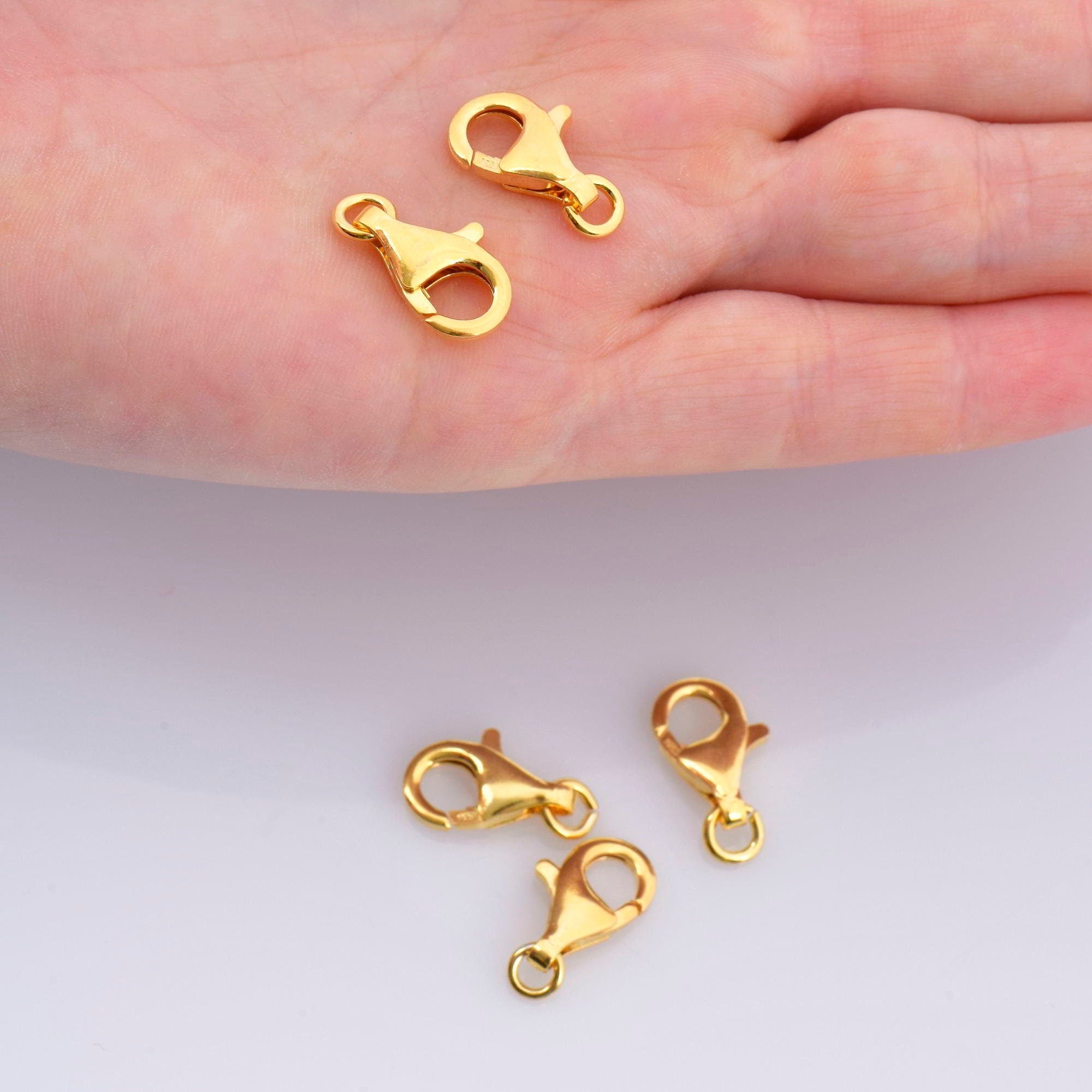 24K Gold Vermeil Lobster Clasp, 925 Solid Silver Trigger Clasp, Gold Plated Spring Clasp, Jewelry Supplies, Jewelry Making Findings, VM54D