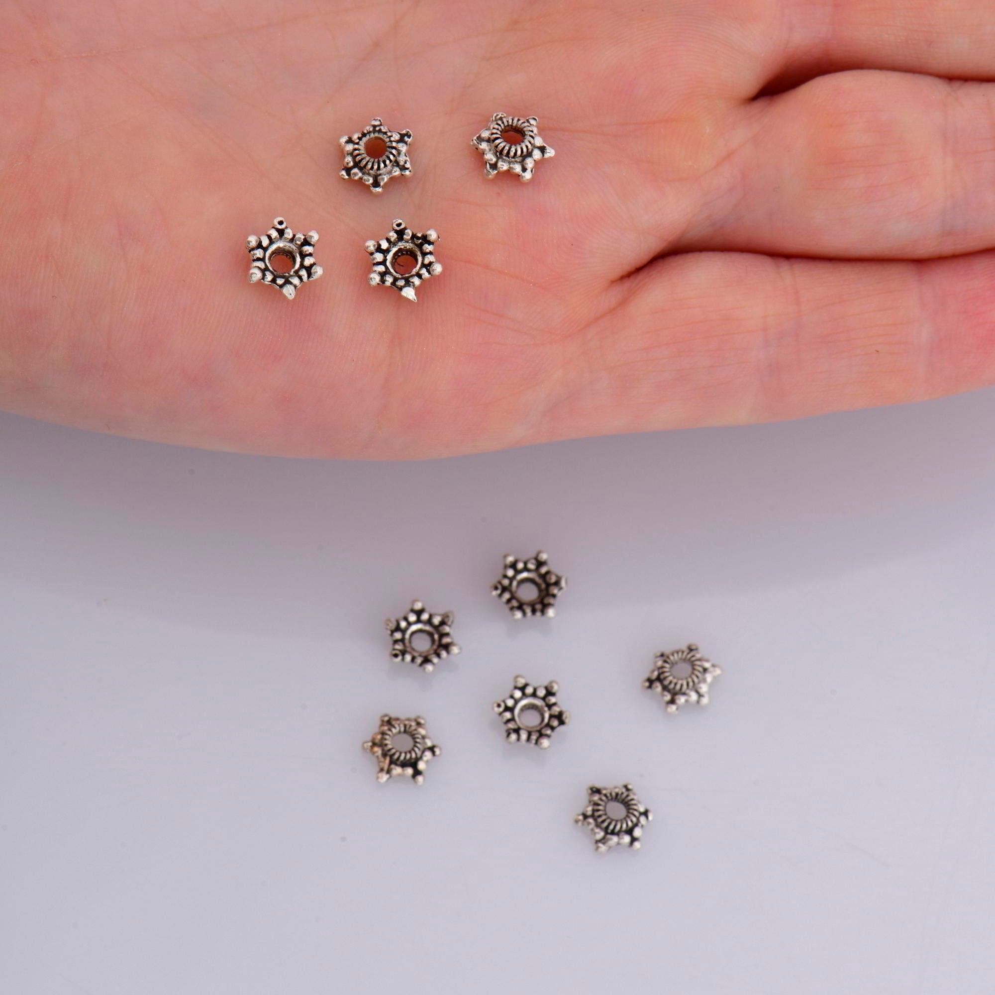 925 Sterling Silver 7mm Bead Caps, Silver Bead Caps, Oxidized Solid Silver Bead Caps, Jewelry Spacer Bead Caps, Jewelry Craft Supply, M11