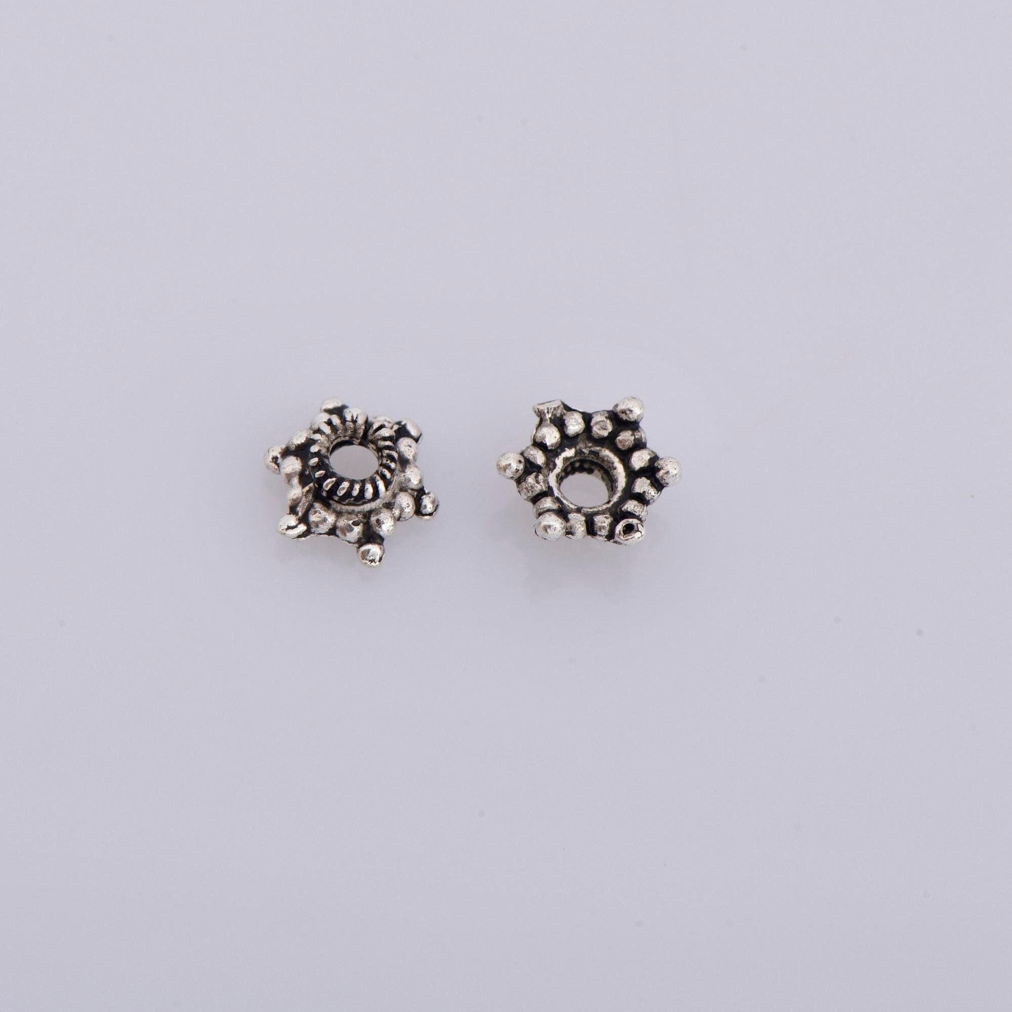 925 Sterling Silver 7mm Bead Caps, Silver Bead Caps, Oxidized Solid Silver Bead Caps, Jewelry Spacer Bead Caps, Jewelry Craft Supply, M11