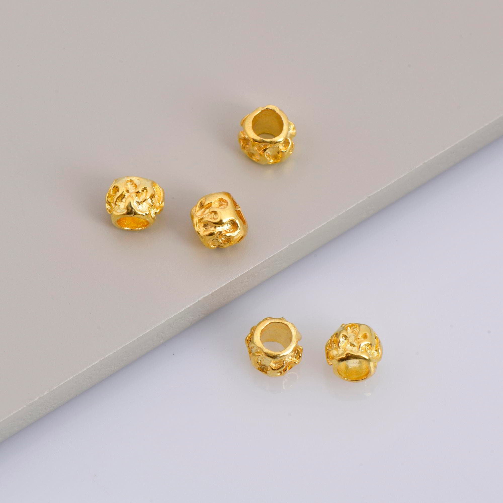 24K Gold Vermeil Tube Beads, Gold Plated Tube Beads, 925 Silver Spacer Tube Beads in Gold, Silver Tube Beads, Jewelry Making Supply, VM16