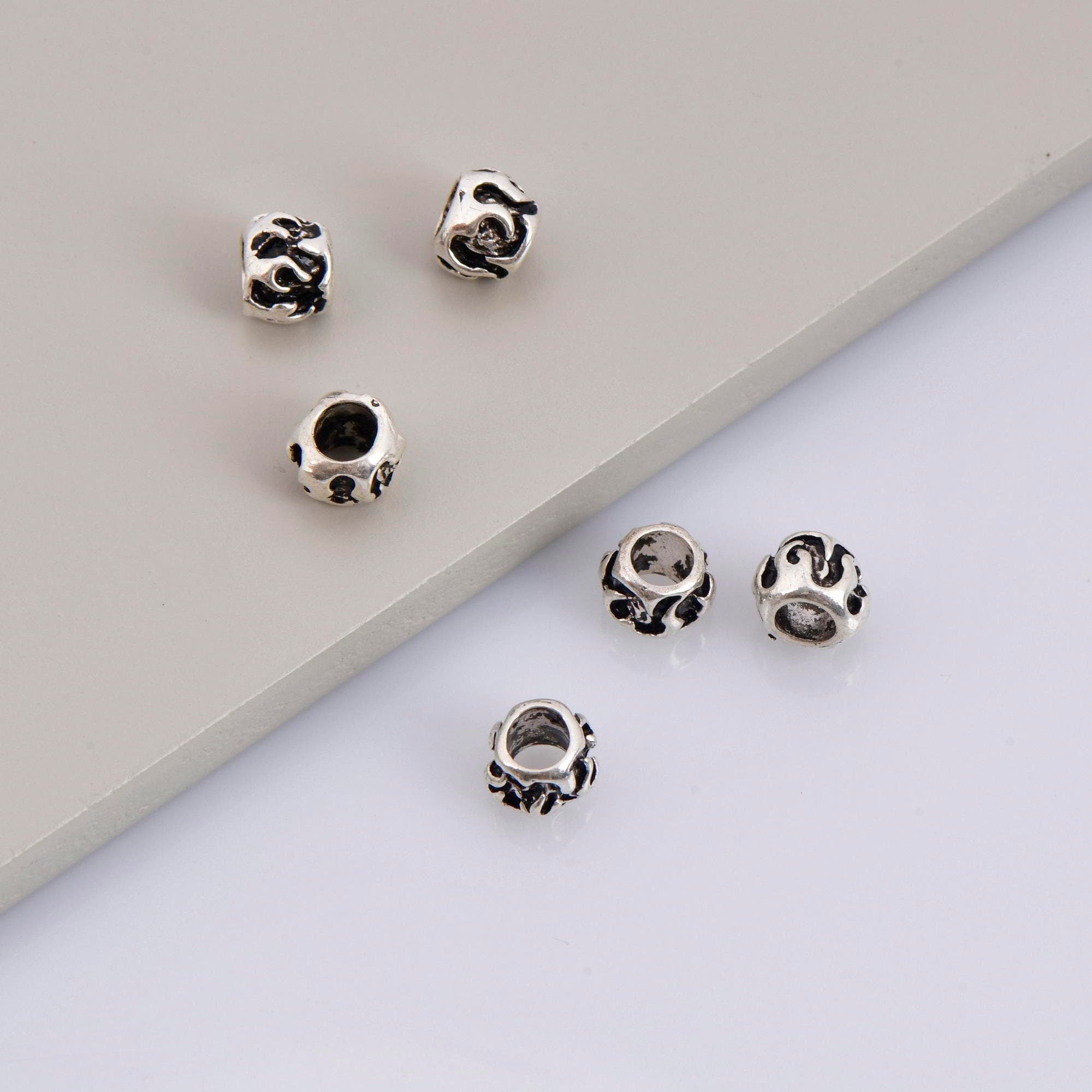 24K Gold Vermeil & 925 Silver Tube Beads, Antique Silver Tube Beads, Gold Plated Spacer Tube Beads, Silver Tube Beads, Jewelry Making, V/M16