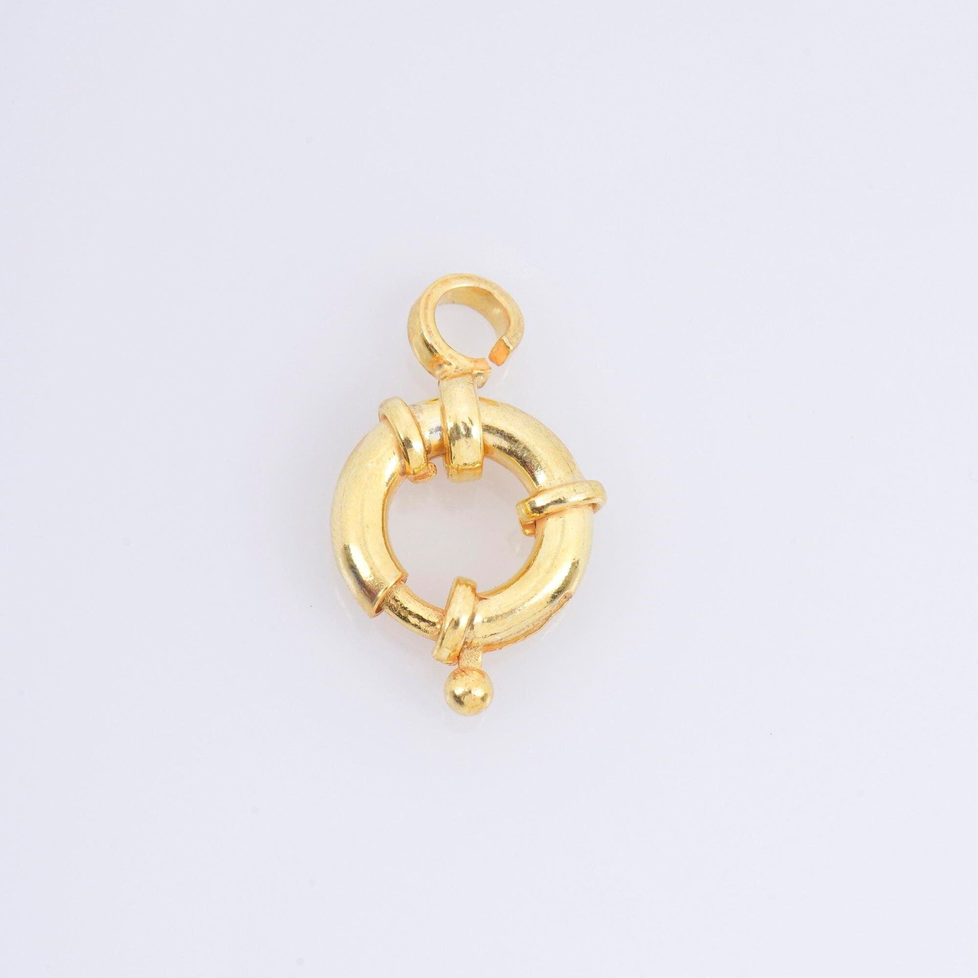 24K Gold Vermeil Spring Ring Clasp, 925 Solid Silver Spring Clasps with Open Loop, Gold Plated Trigger Spring Clasp, Jewelry Findings, VM53A