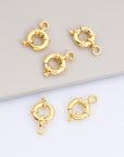 24K Gold Vermeil Spring Ring Clasp, Solid Silver Spring Clasps with Open Loop, 24K Gold Plated Trigger Spring Clasp, Jewelry Findings, VM53D