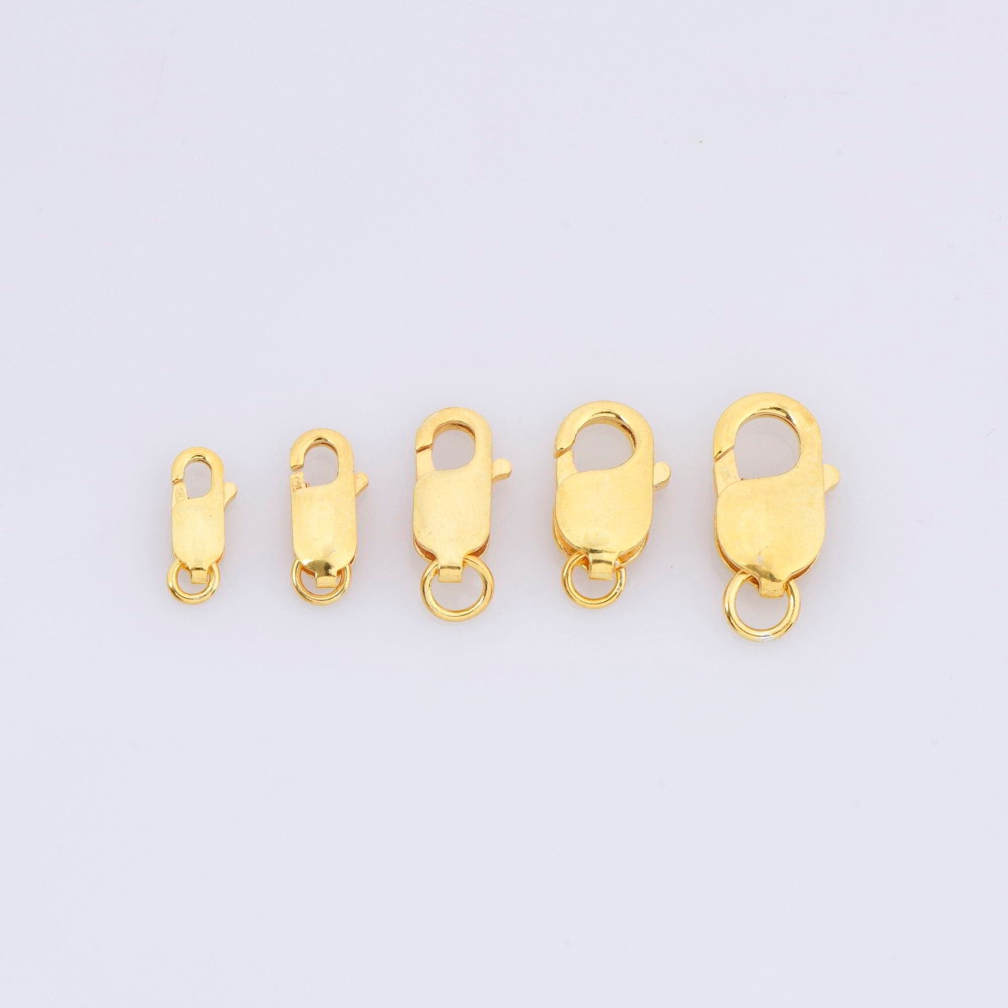 24K Gold Vermeil Lobster Clasp, 925 Solid Silver Trigger Clasp, Gold Plated Spring Clasp, Jewelry Supplies, Jewelry Making Findings, VM55A-E