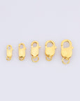 24K Gold Vermeil Lobster Clasp, 925 Solid Silver Trigger Clasp, Gold Plated Spring Clasp, Jewelry Supplies, Jewelry Making Findings, VM55A-E