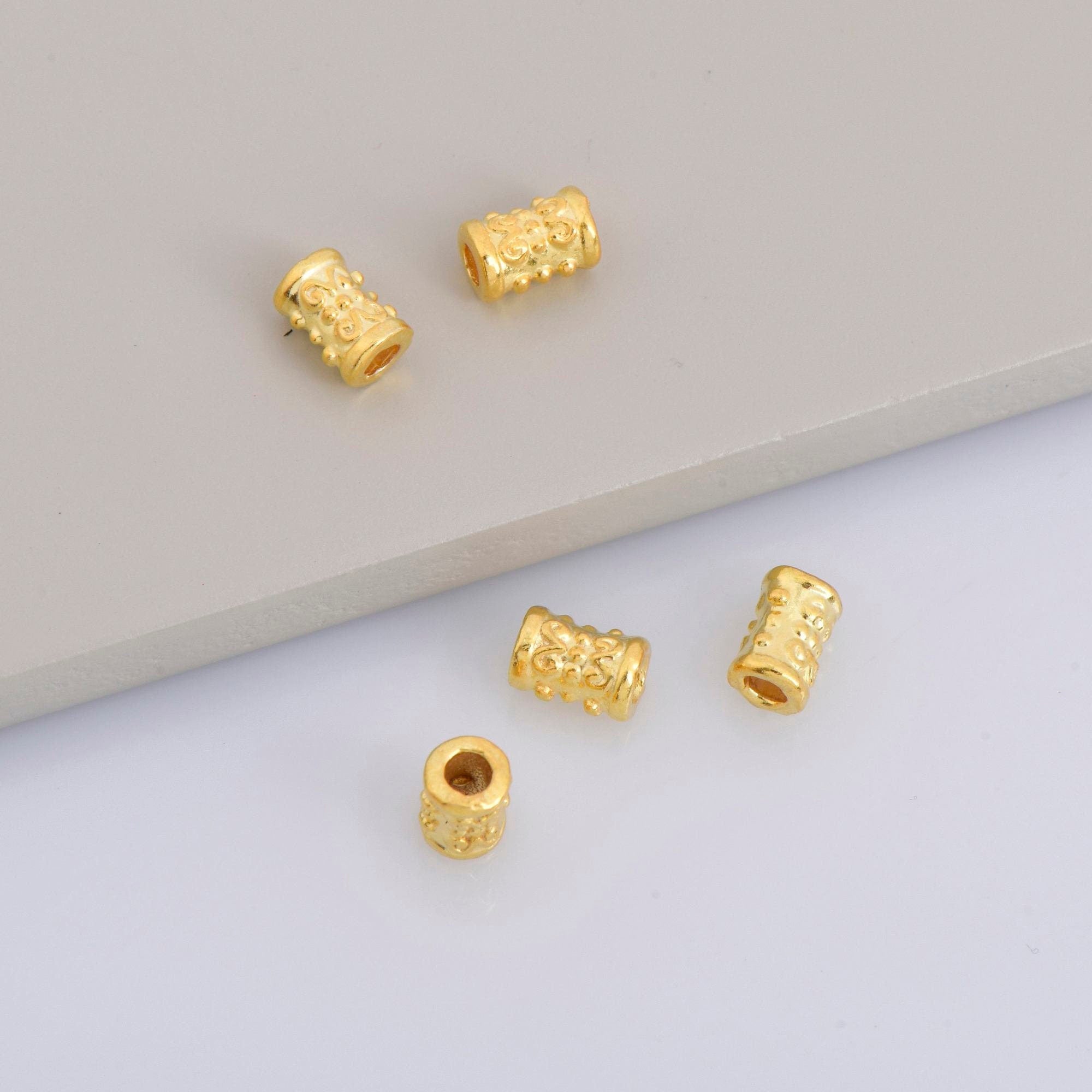 24K Gold Vermeil Tube Beads, Antique Silver Tube Beads in Gold, 925 Silver Spacer Tube Beads, Silver Tube Beads For Jewelry Making, VM24