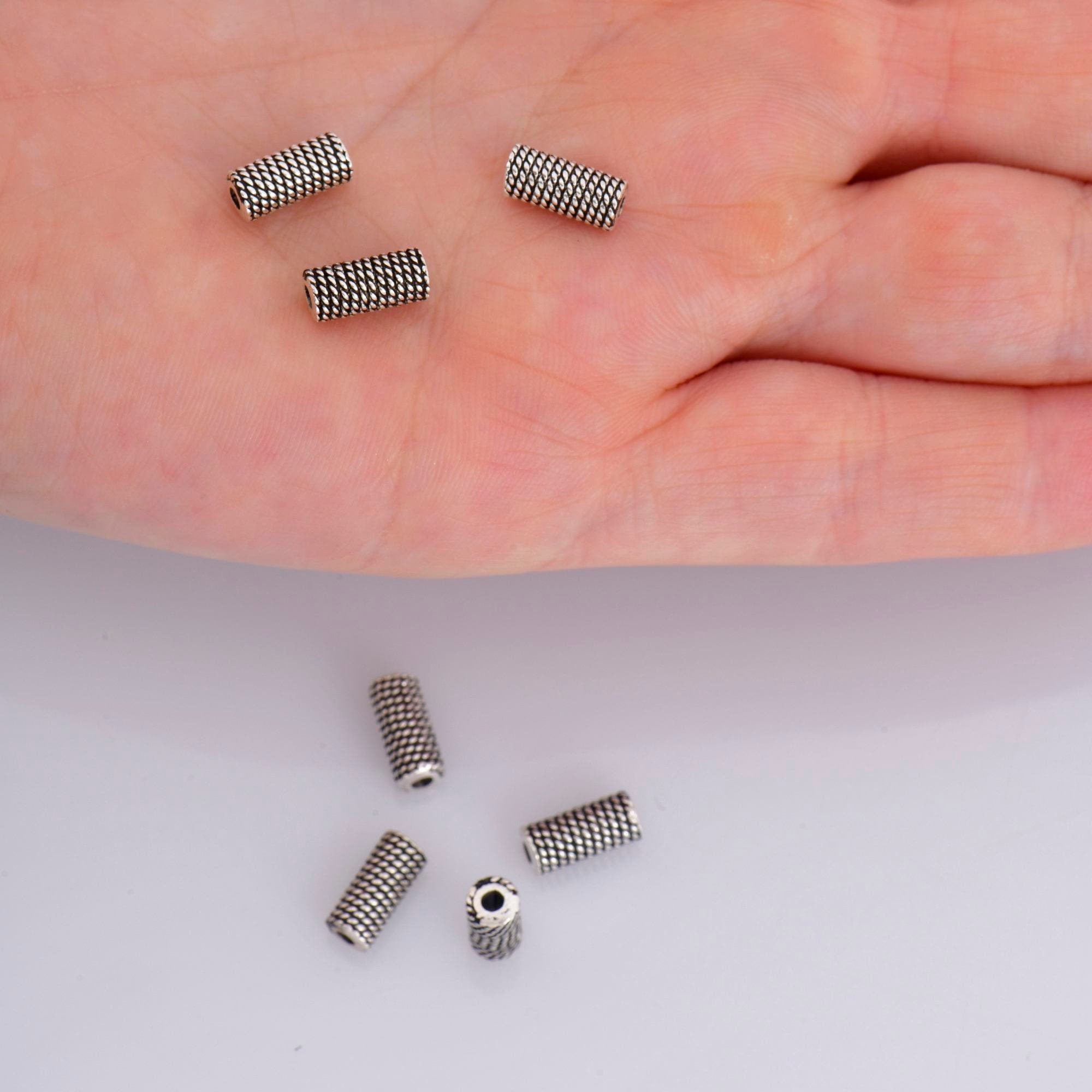 925 Sterling Silver Tube Beads, Antique Silver Tube Beads, Silver Spacer Tube Beads, Oxidized Silver Tube Beads For Jewelry Making, M25