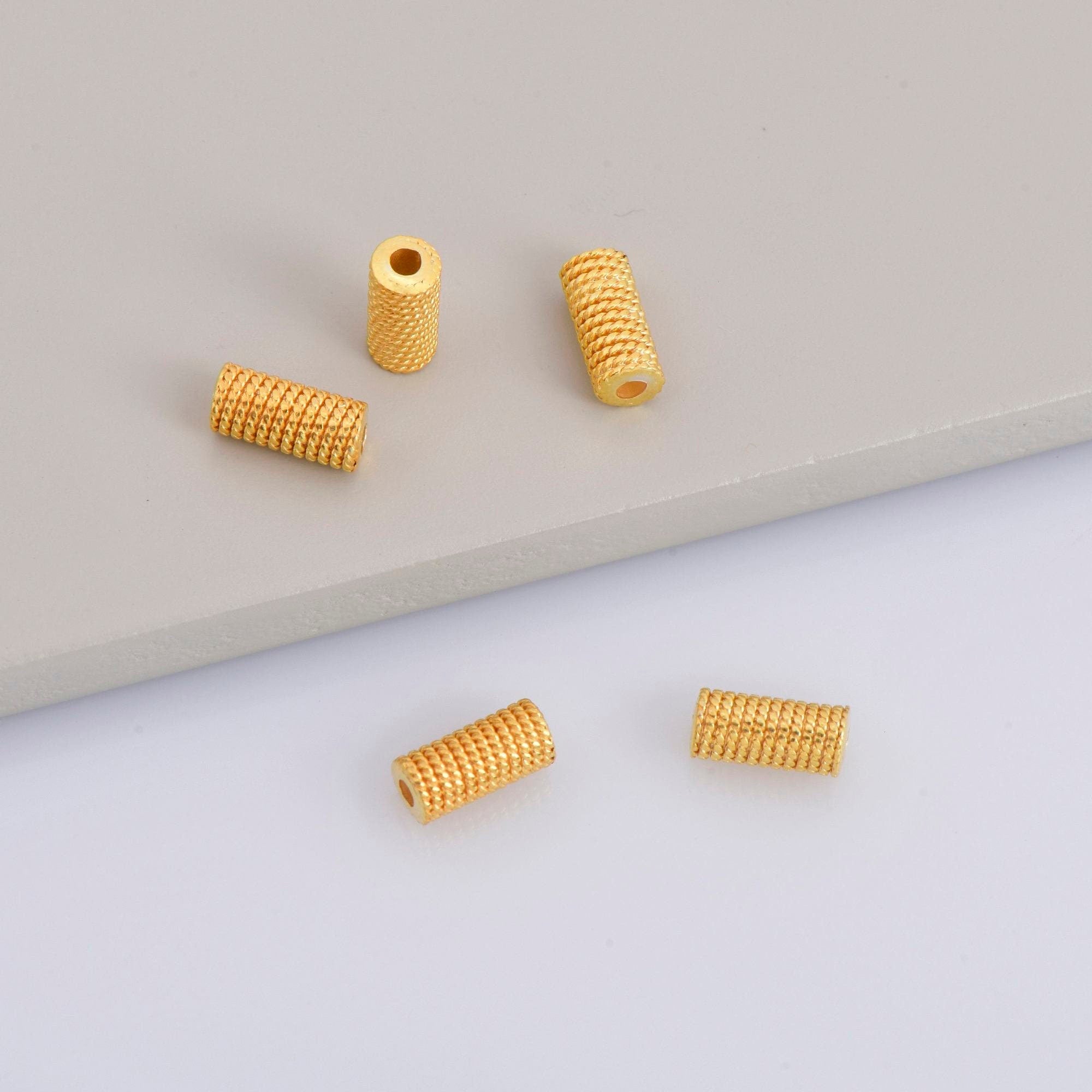 24K Gold Vermeil & 925 Sterling Silver Tube Beads, Antique Silver Tube Beads, Gold Spacer Tube Beads, Oxidized Tube Beads, M/VM25