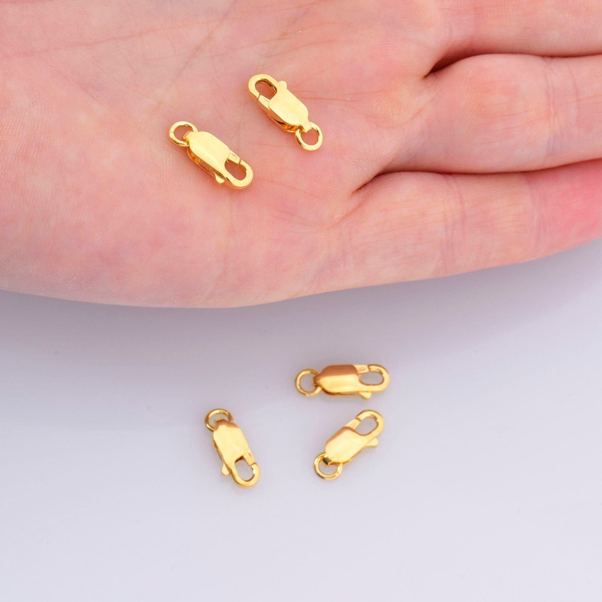 24K Gold Vermeil &amp; 925 Silver Lobster Clasp, Solid Silver Trigger Clasp, Gold Plated Spring Clasp, Jewelry Making Findings, M/VM55