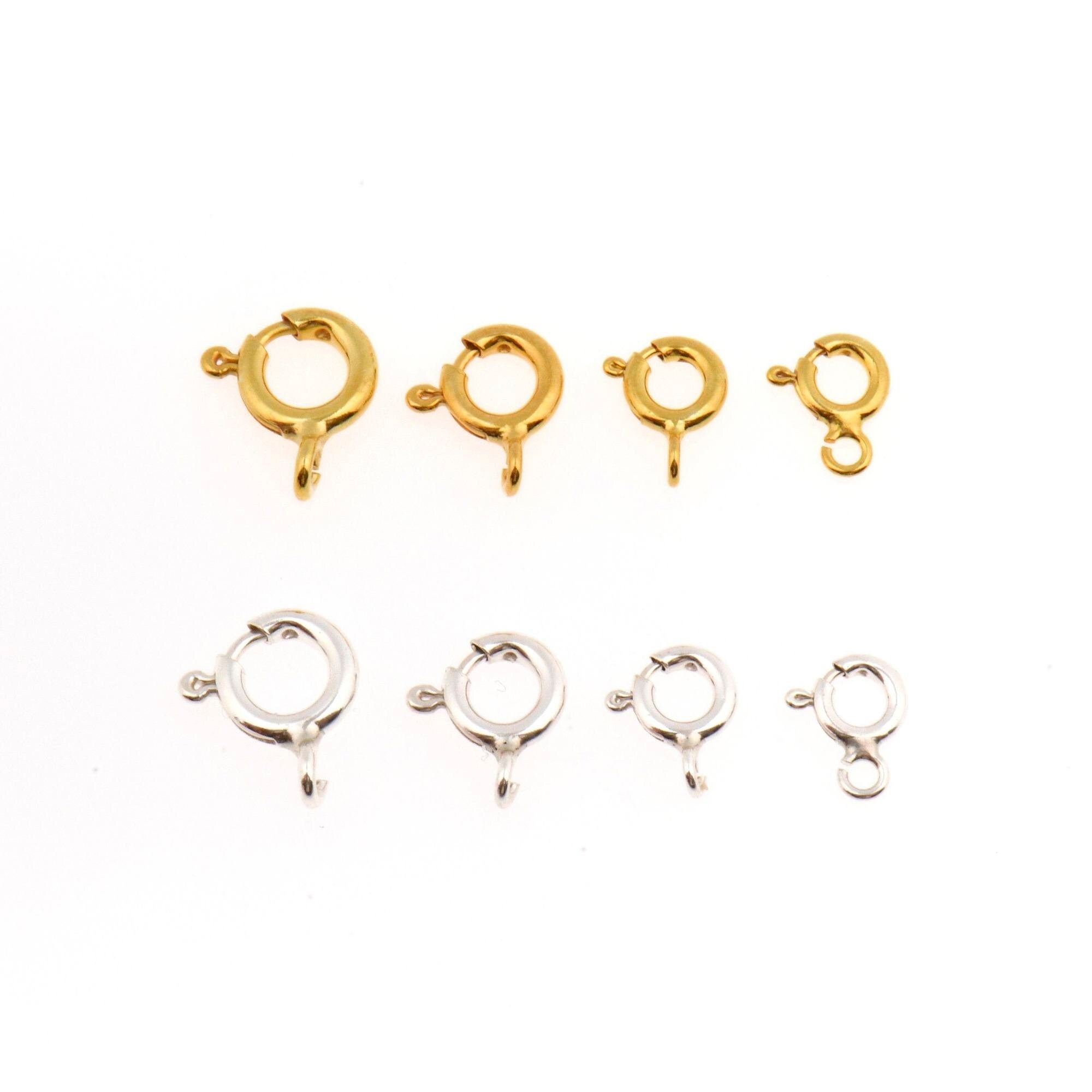 24K Gold Vermeil & 925 Silver Round Clasps, Solid Silver Round Trigger Clasp, Plated Round Spring Clasp, Jewelry Finding, M/VM56