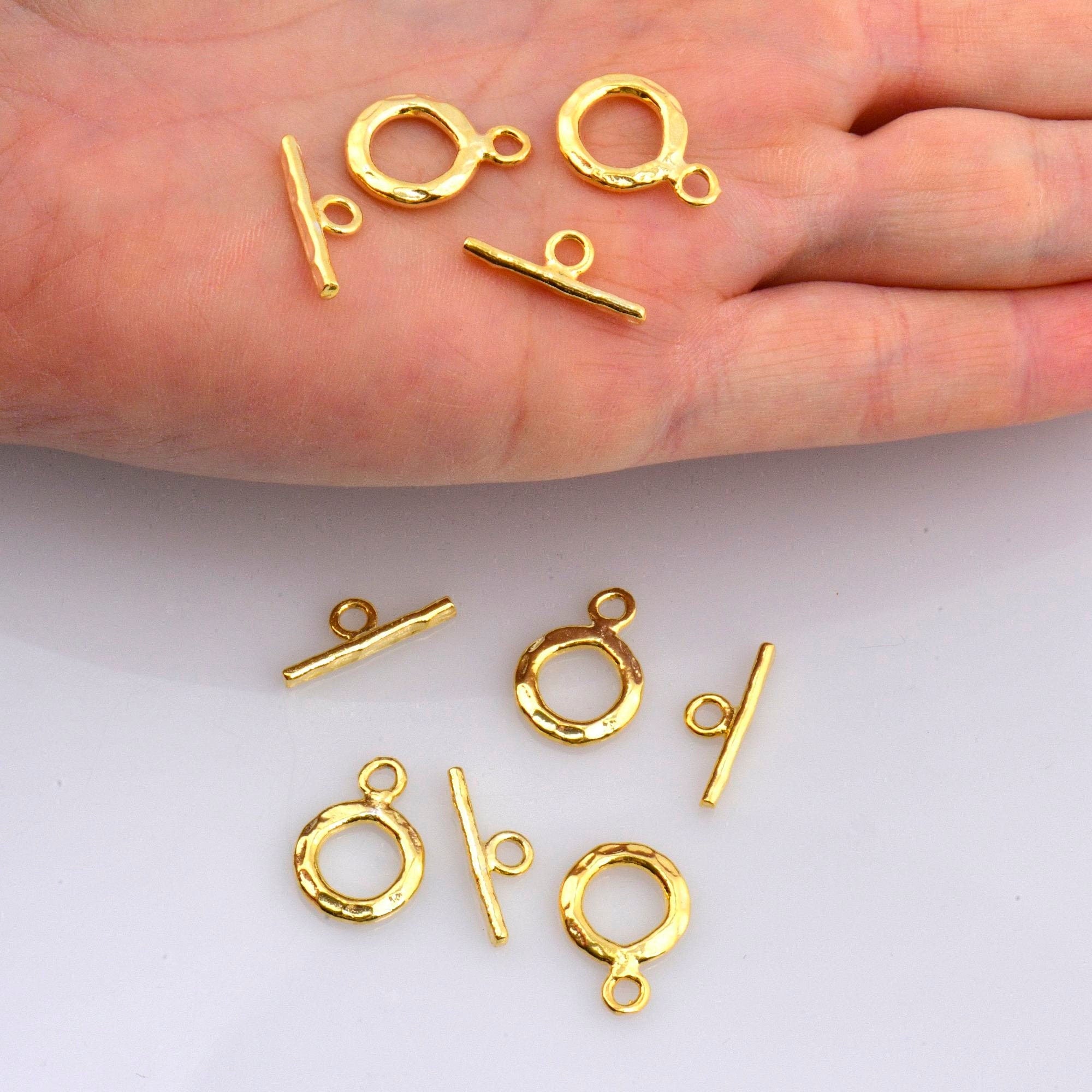 24K Gold Vermeil Toggle Clasps, 925 Solid Silver Toggle Clasp, Gold Plated Organic Toggle Clasp Set, Jewelry Supply, Jewelry Findings, VM57B
