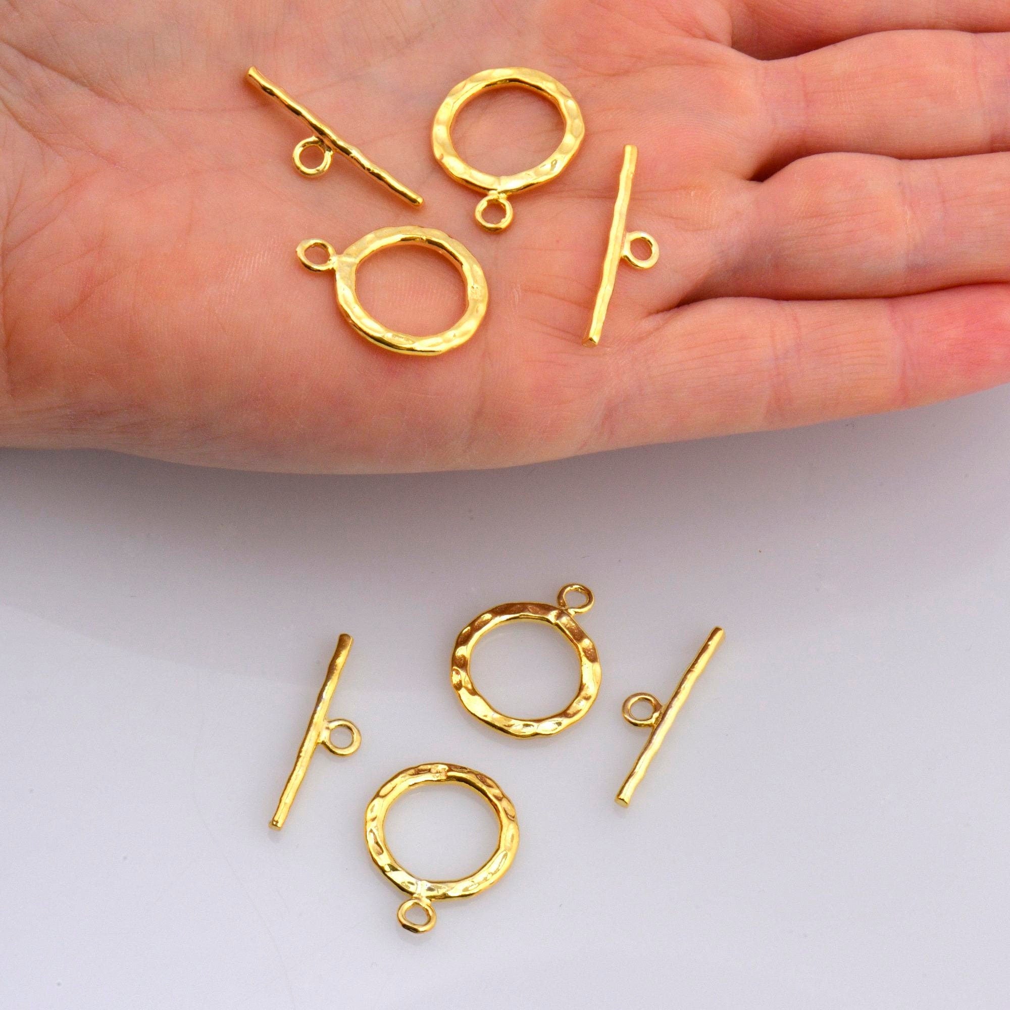 24K Gold Vermeil Toggle Clasps, 925 Solid Silver Toggle Clasp, Gold Plated Organic Toggle Clasp Set, Jewelry Supply, Jewelry Findings, VM57C